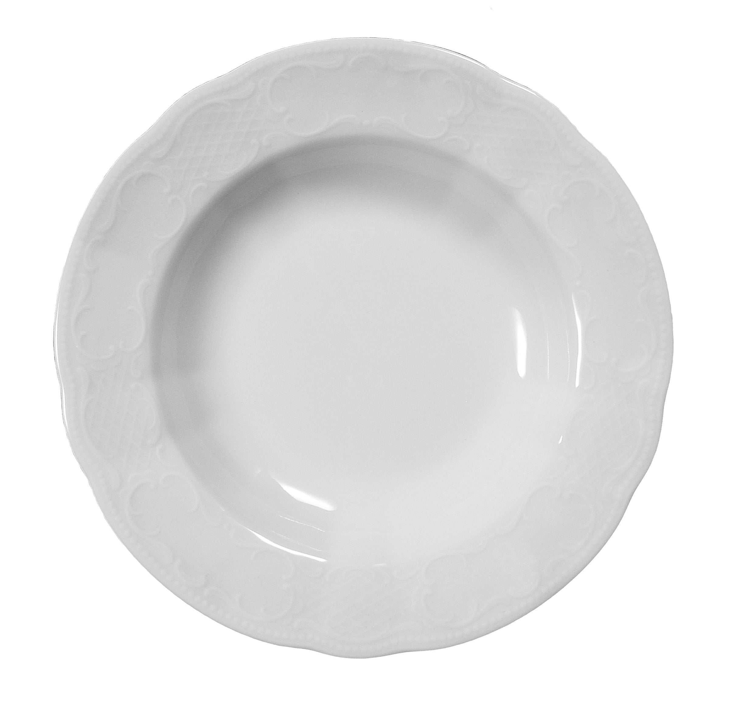 Salzburg White Porcelain Deep Plate 8.9"