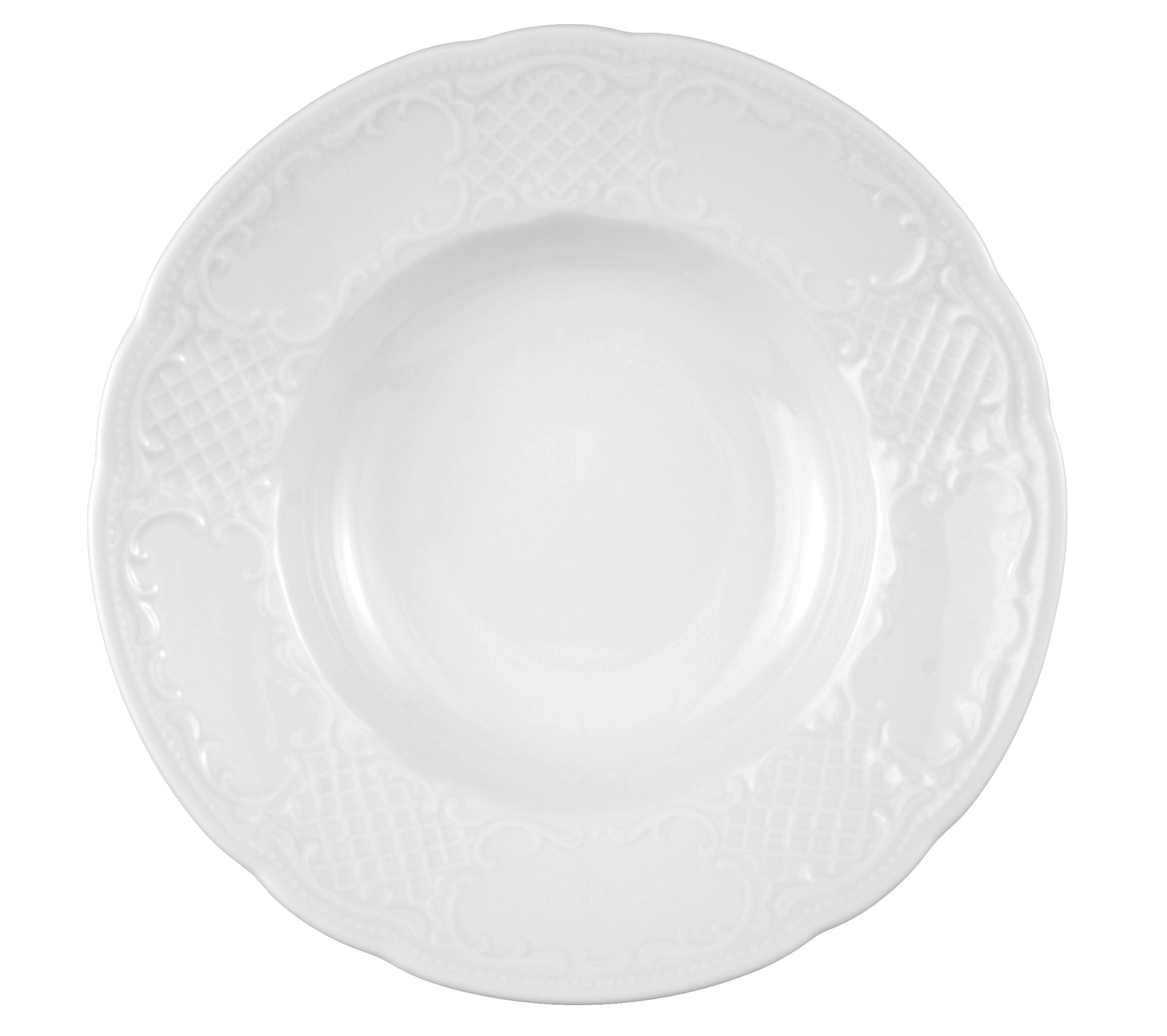 Salzburg White Porcelain Deep Plate 11.9"