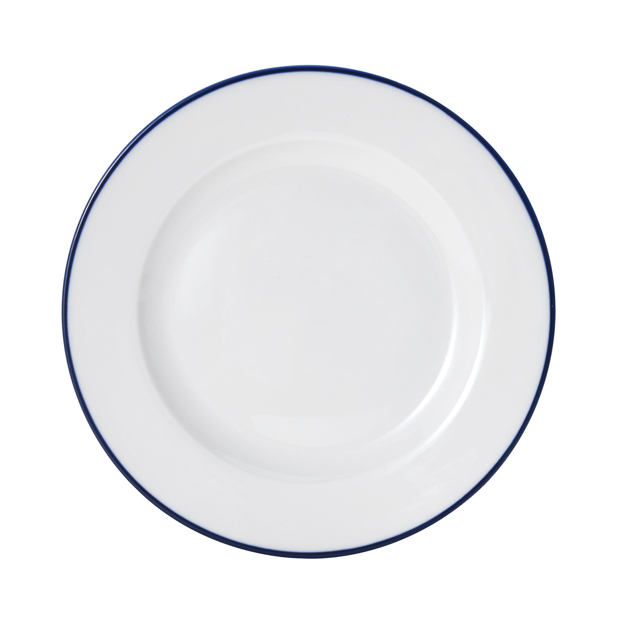 Bistro Pinstripe Porcelain Wide Rim Plate 7" Blue Pinstripe