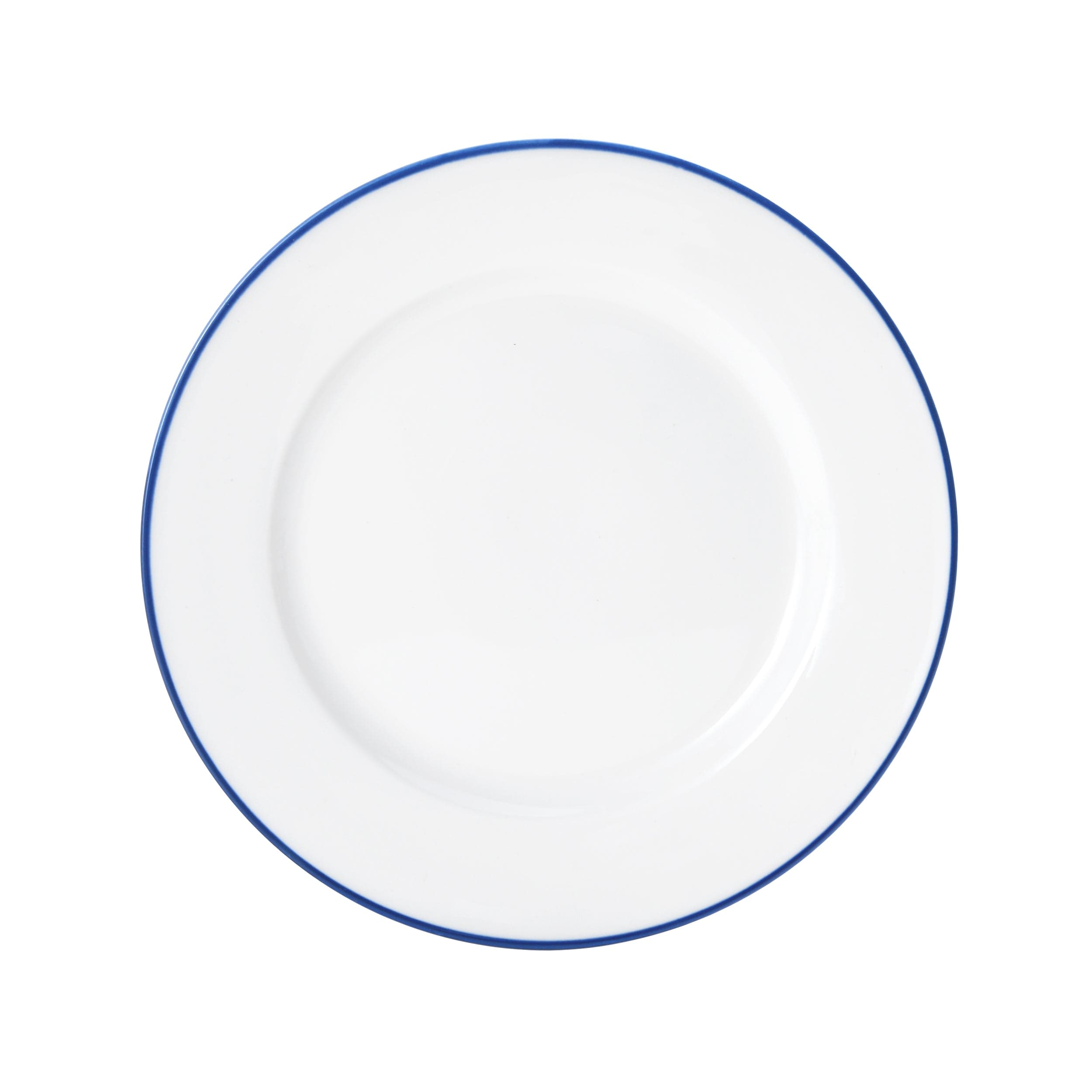 Bistro Pinstripe Porcelain Wide Rim Plate 8" Blue Pinstripe