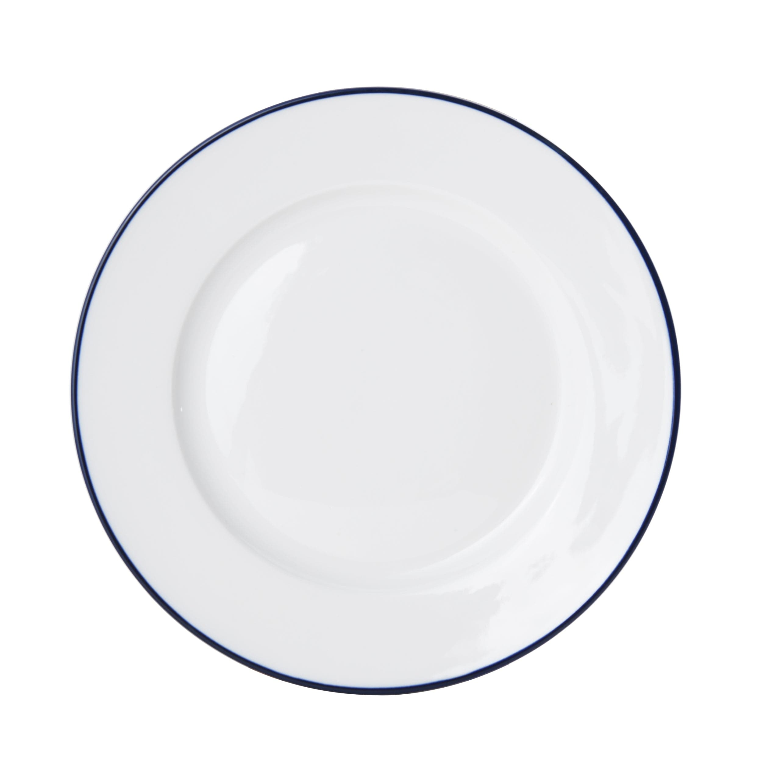 Bistro Pinstripe Porcelain Wide Rim Plate 9" Blue Pinstripe #color_blue pinstripe