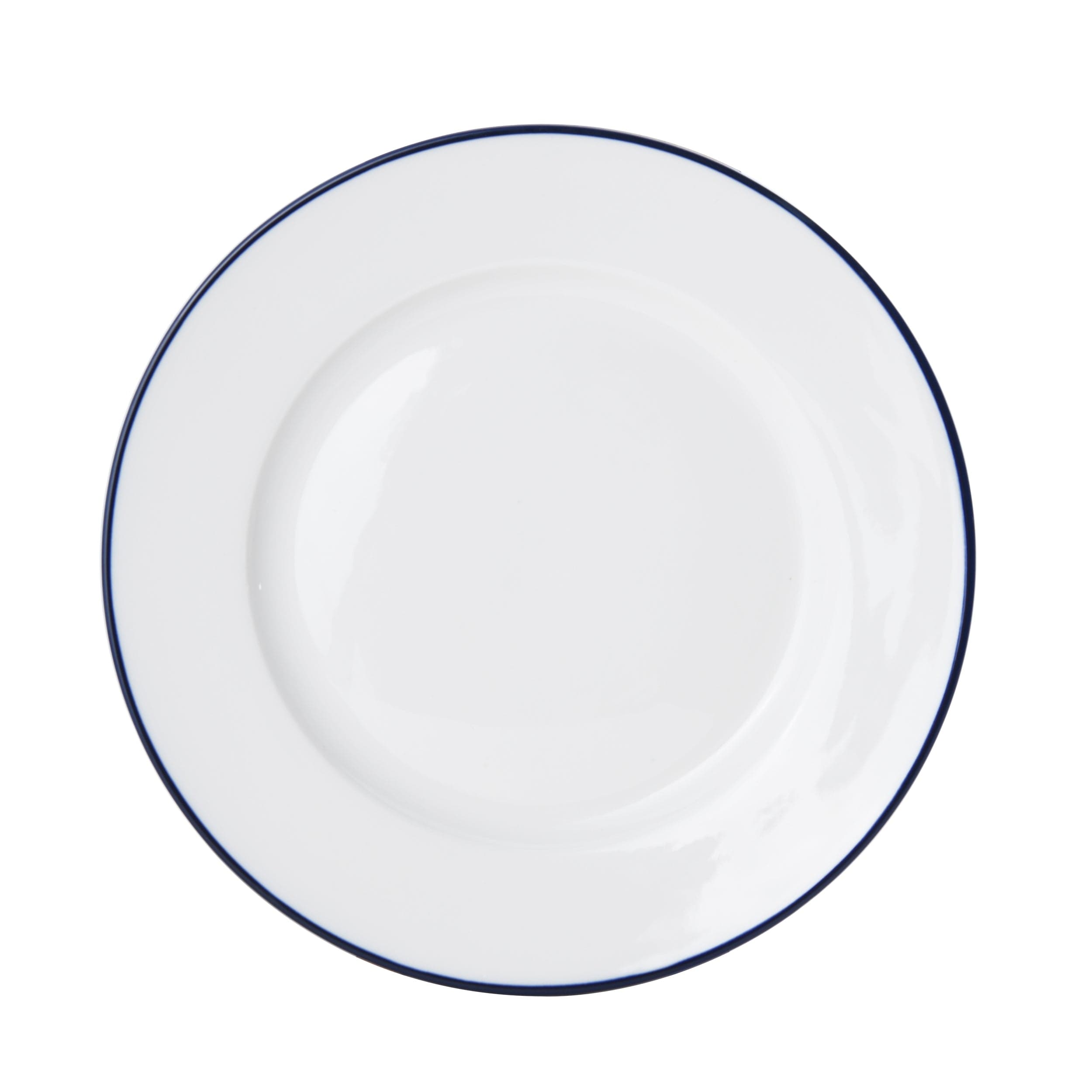 Bistro Pinstripe Porcelain Wide Rim Plate 9" Blue Pinstripe #color_blue pinstripe 