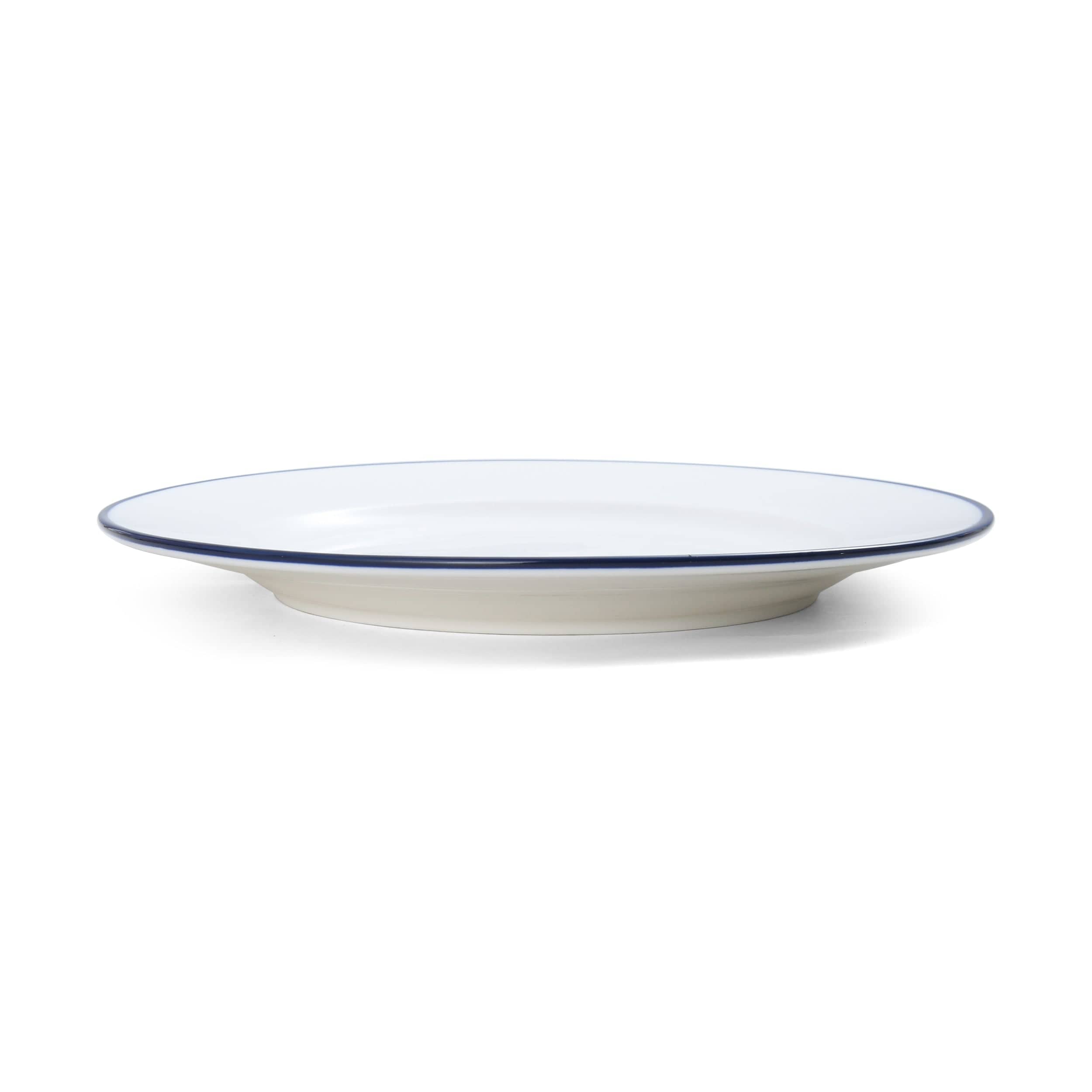 Bistro Pinstripe Porcelain Wide Rim Plate 9" Blue Pinstripe #color_blue pinstripe