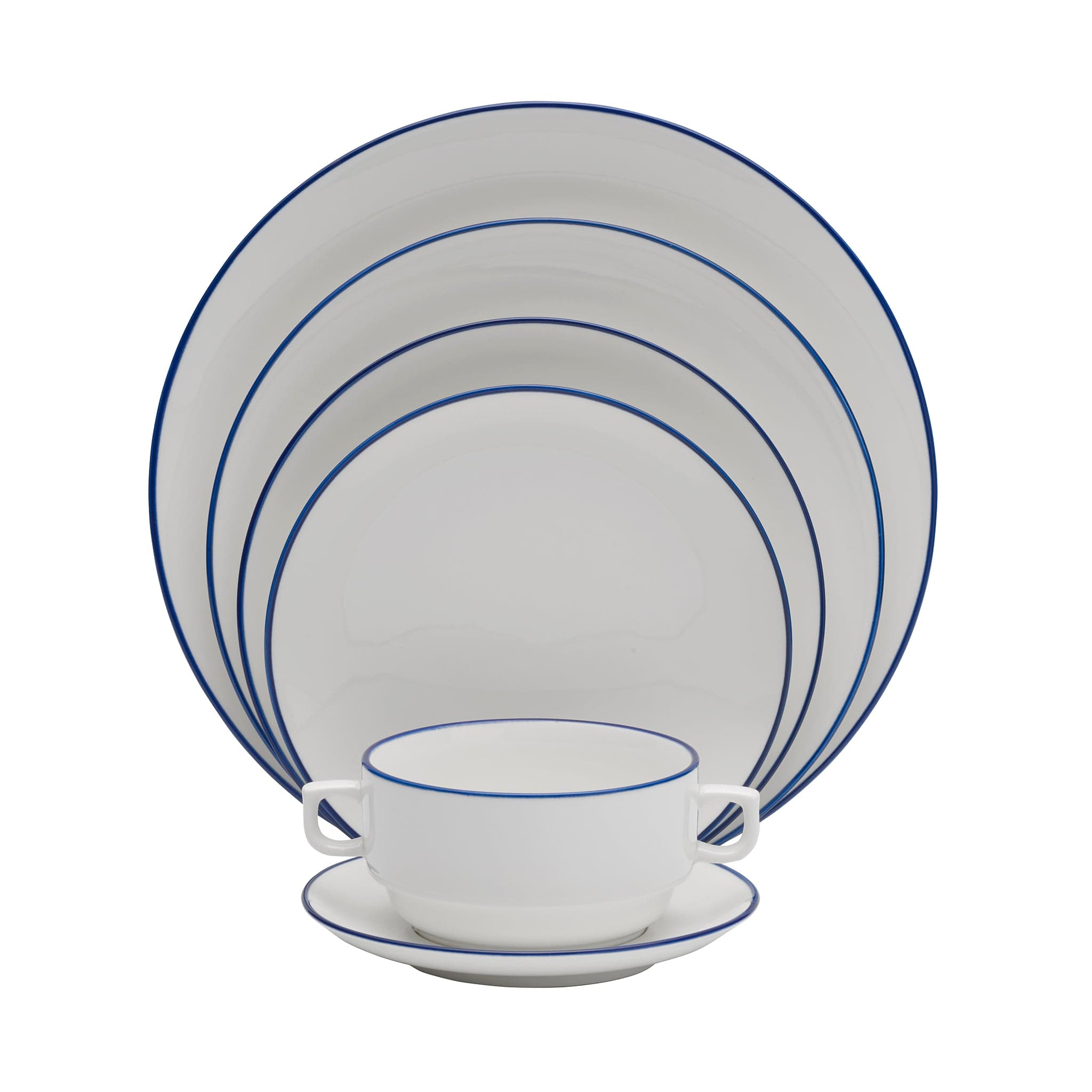 Bistro Pinstripe Porcelain Coupe Plate 8" Blue Pinstripe #color_blue pinstripe