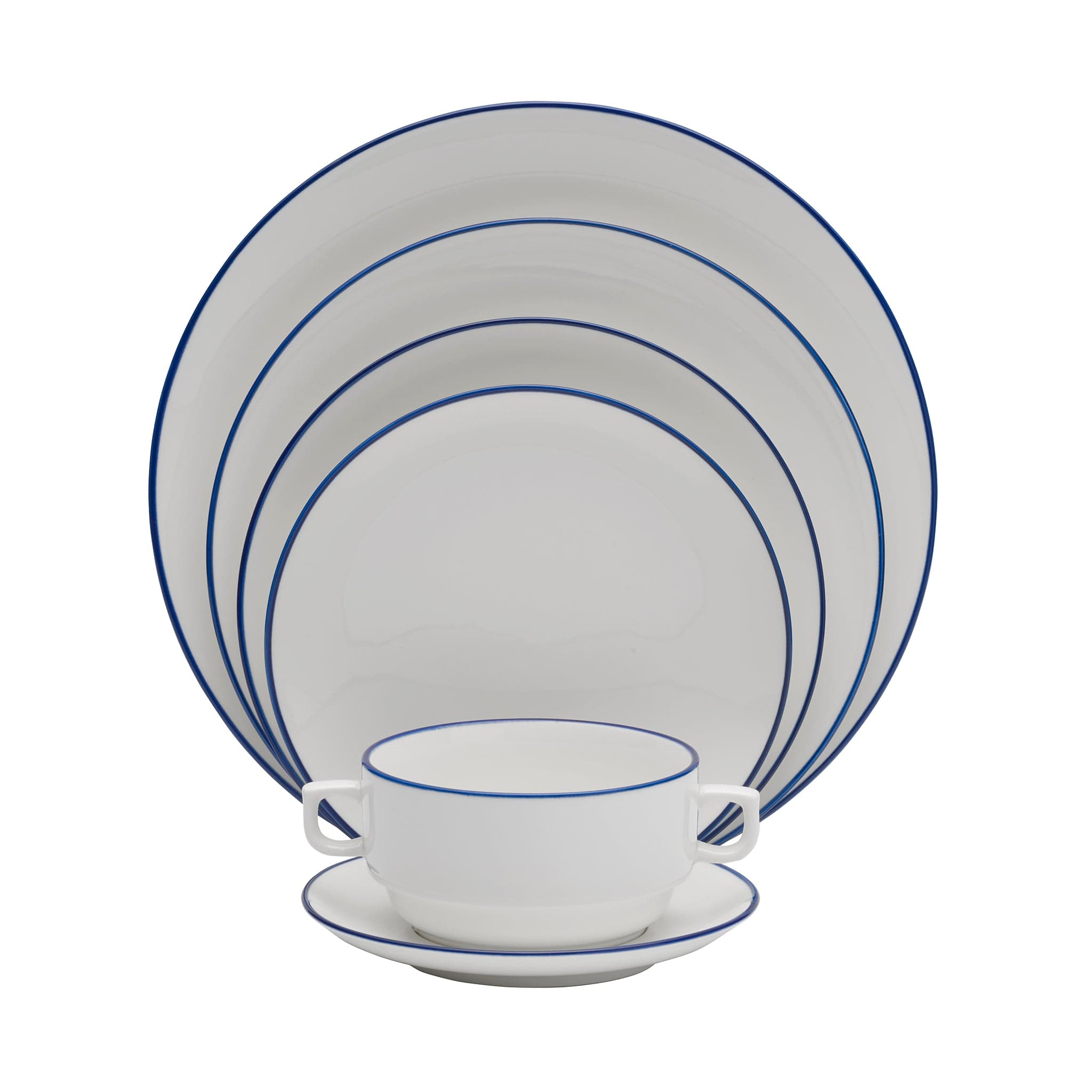Bistro Pinstripe Porcelain Coupe Plate 9" Blue Pinstripe #color_blue pinstripe