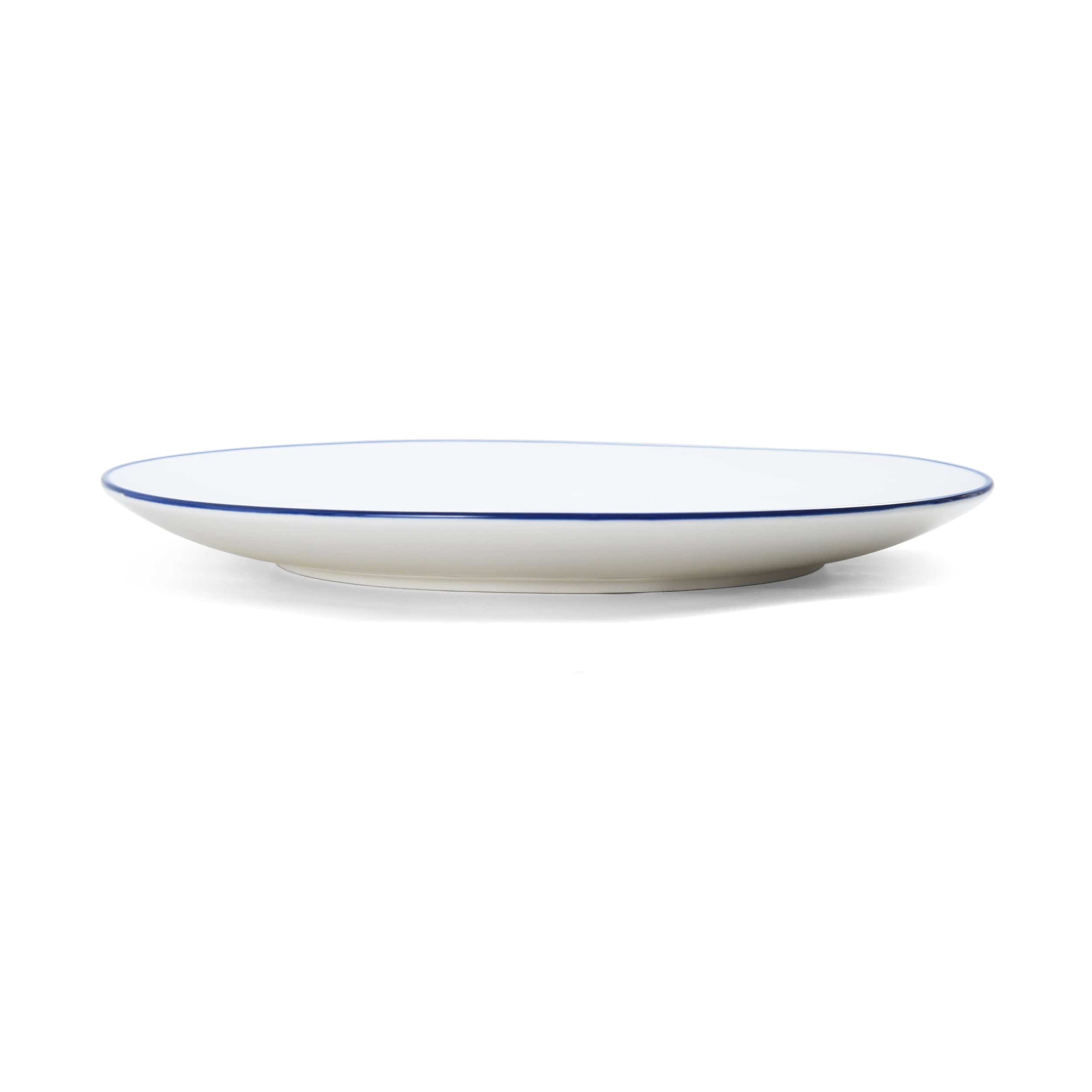 Bistro Pinstripe Porcelain Coupe Plate 12" Blue Pinstripe  #color_blue pinstripe