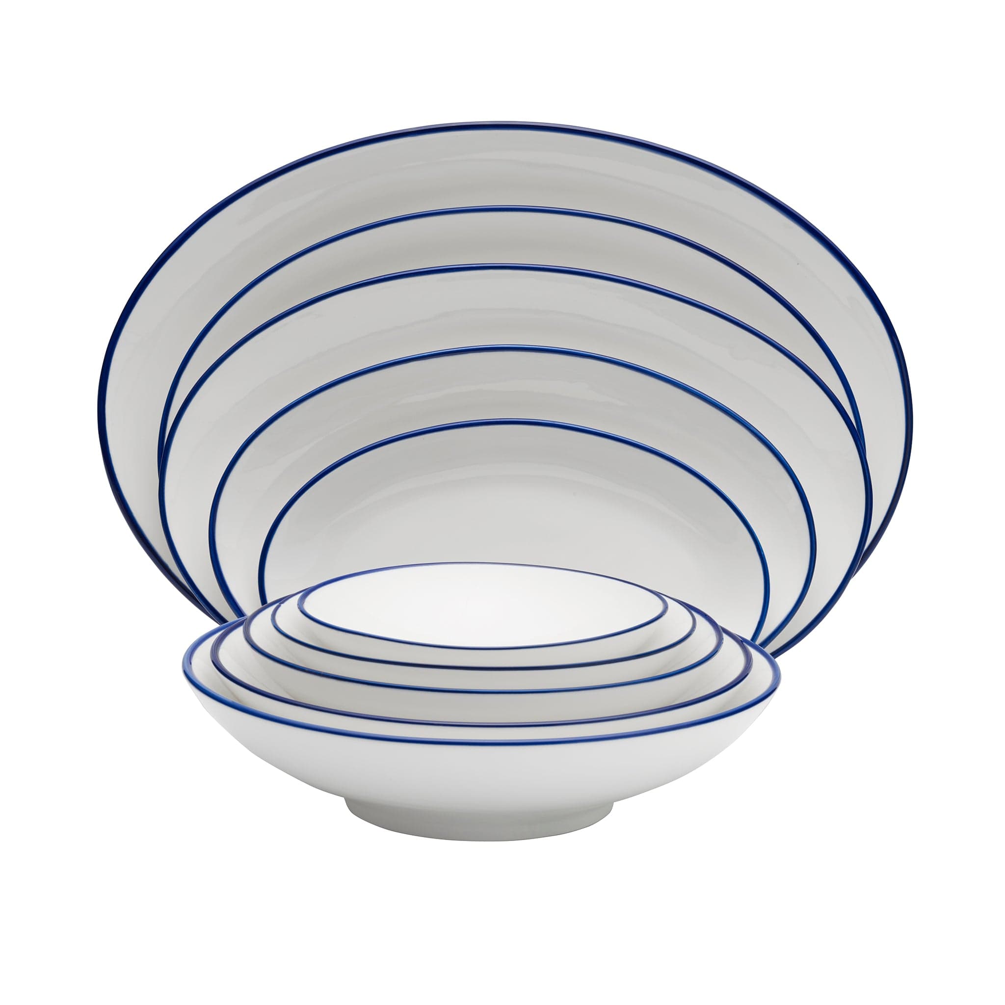 Bistro Pinstripe Porcelain Deep Plate 6.5" / 8.5oz Blue Pinstripe #color_blue pinstripe