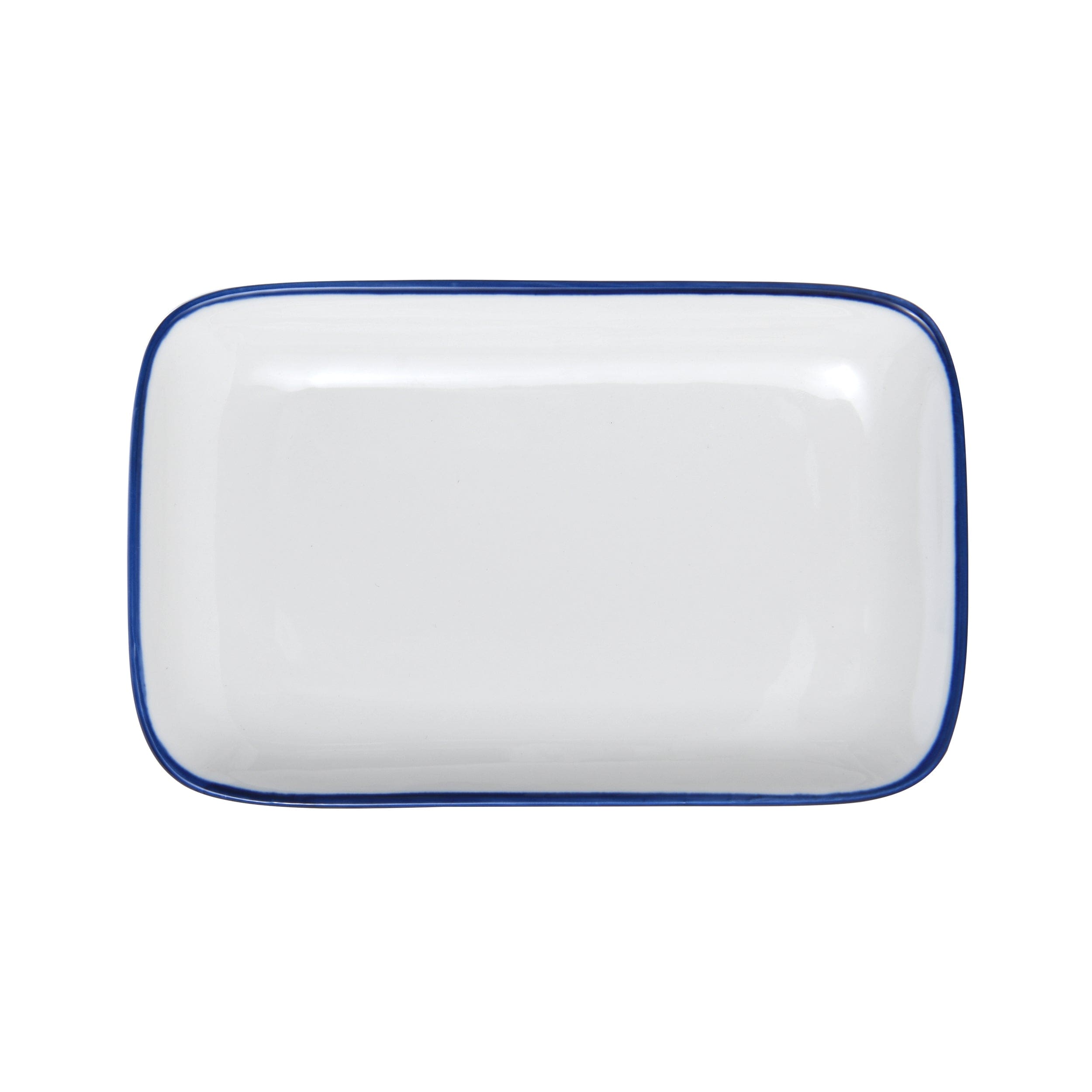 Bistro Pinstripe Porcelain Rectangular Platter 7x4" Blue Pinstripe #color_blue pinstripe