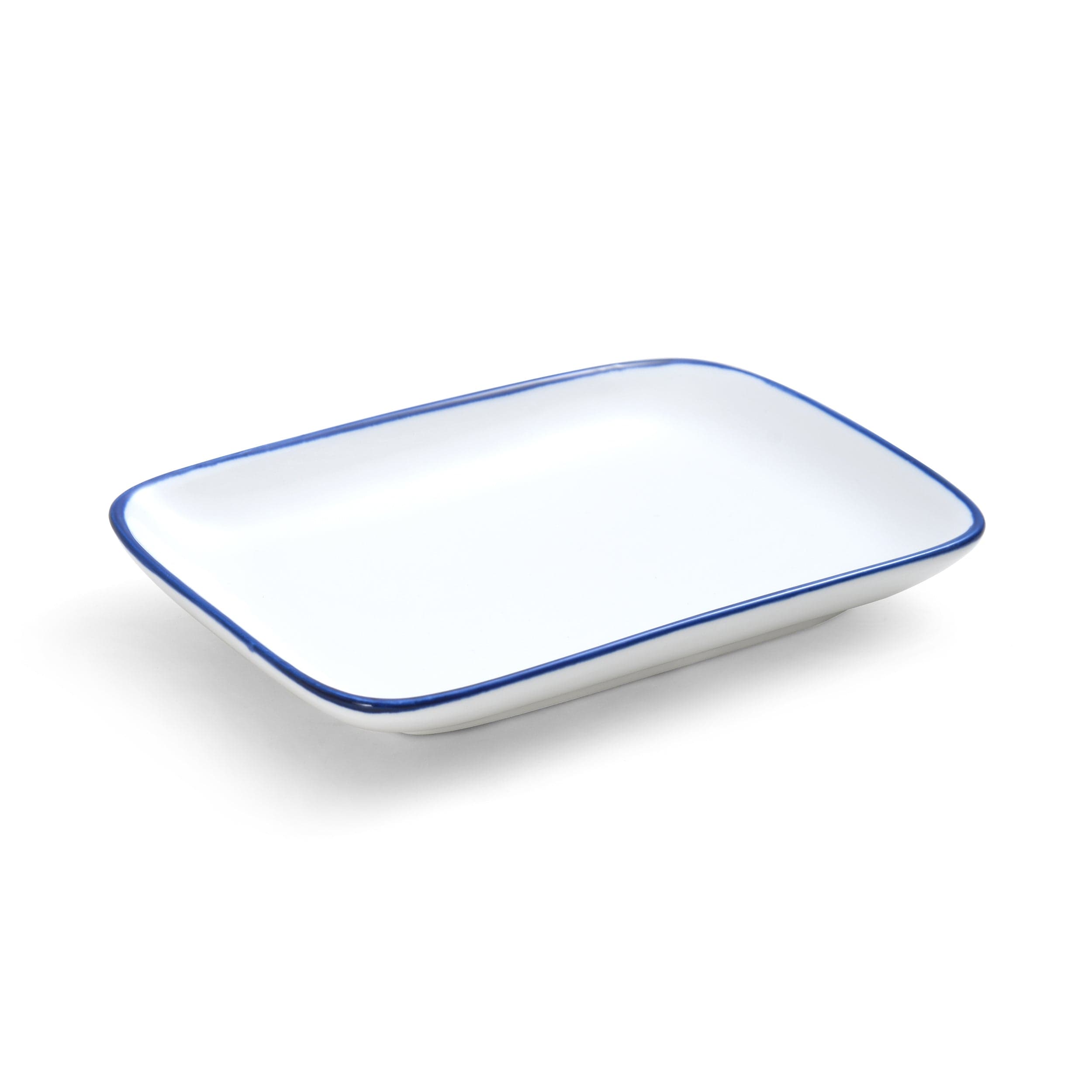 Bistro Pinstripe Porcelain Rectangular Platter 7x4" Blue Pinstripe #color_blue pinstripe