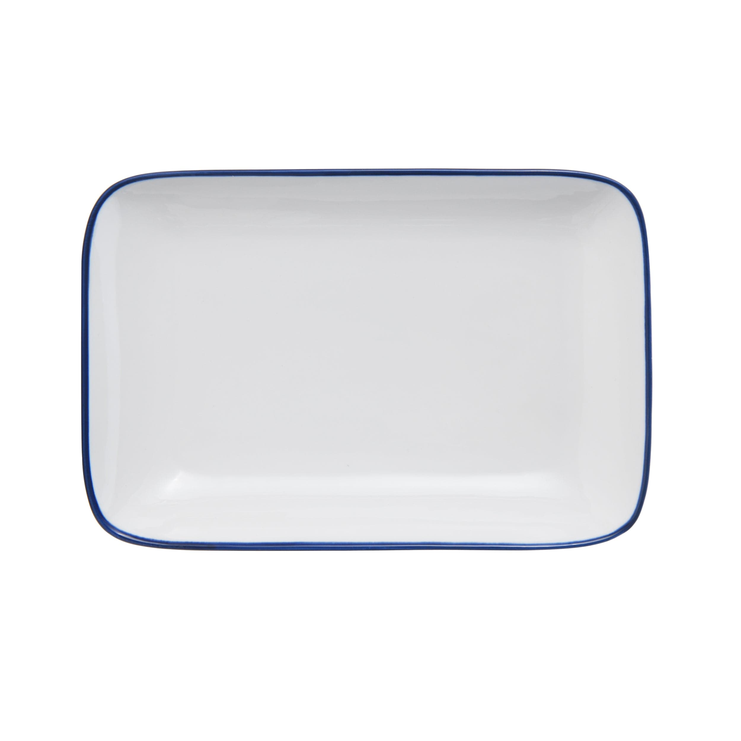 Bistro Pinstripe Porcelain Rectangular Platter 10x7" Blue Pinstripe #color_blue pinstripe