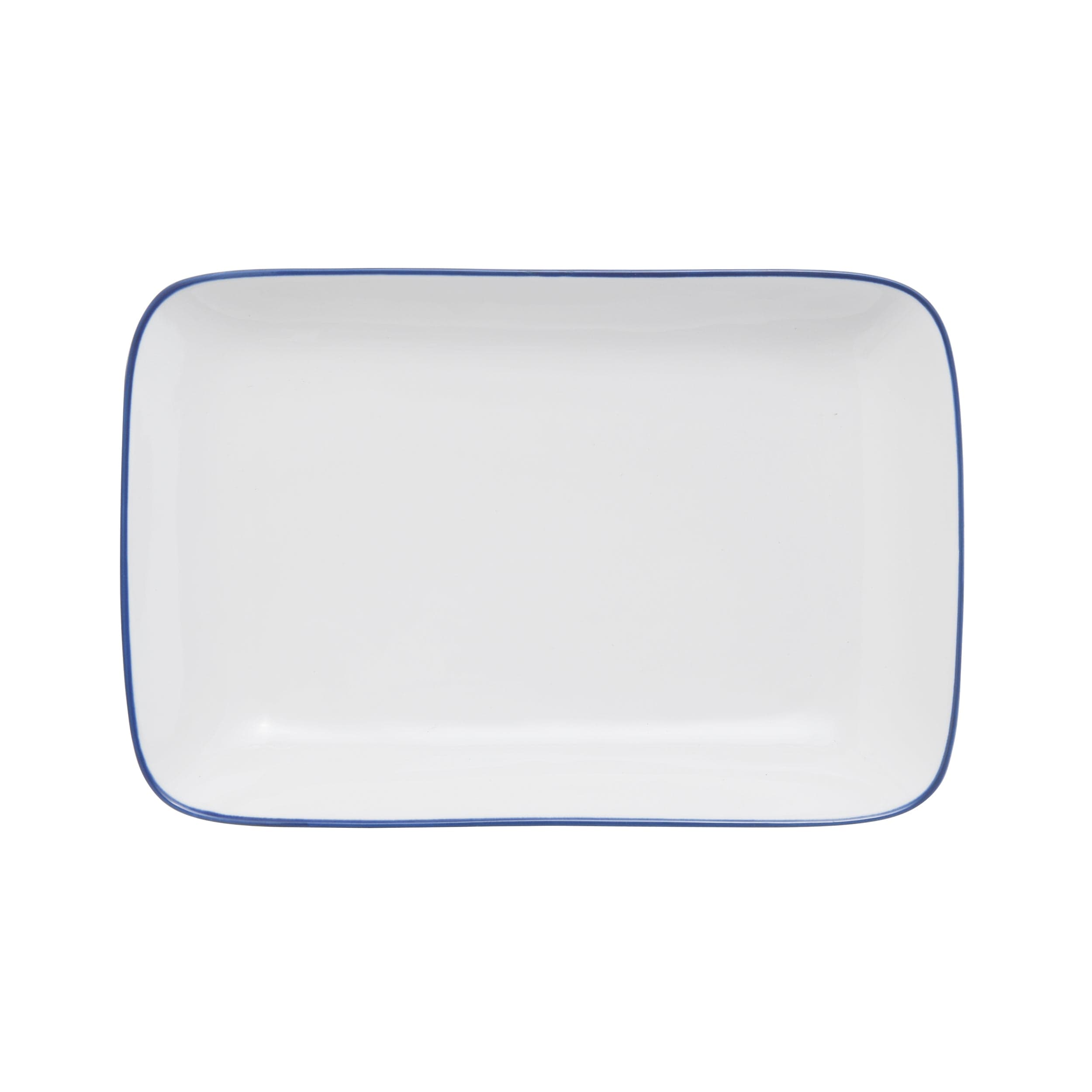 Bistro Pinstripe Porcelain Rectangular Platter 12x8" Blue Pinstripe