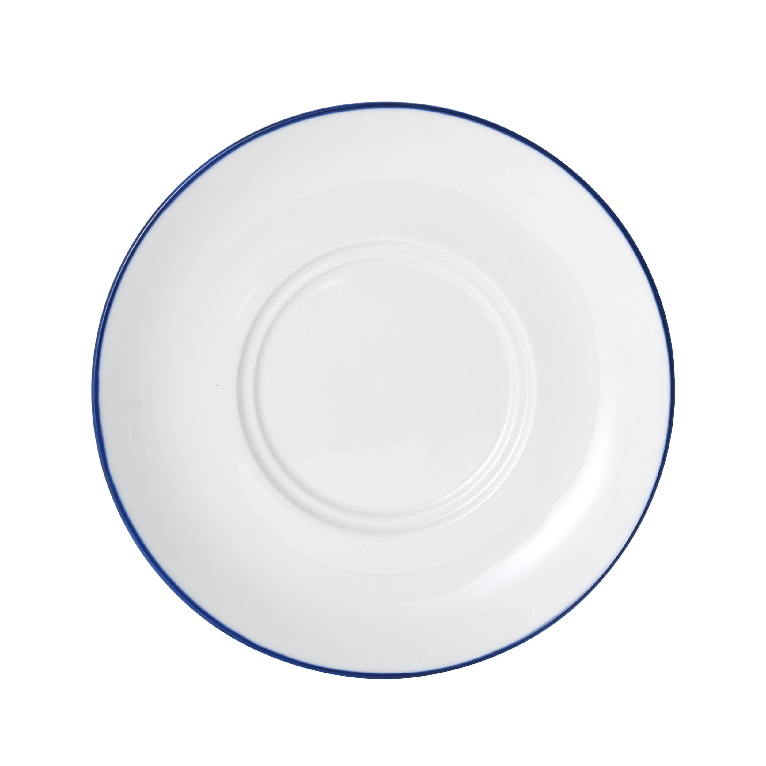 Bistro Pinstripe Porcelain Saucer 6.75" Blue Pinstripe #color_blue pinstripe