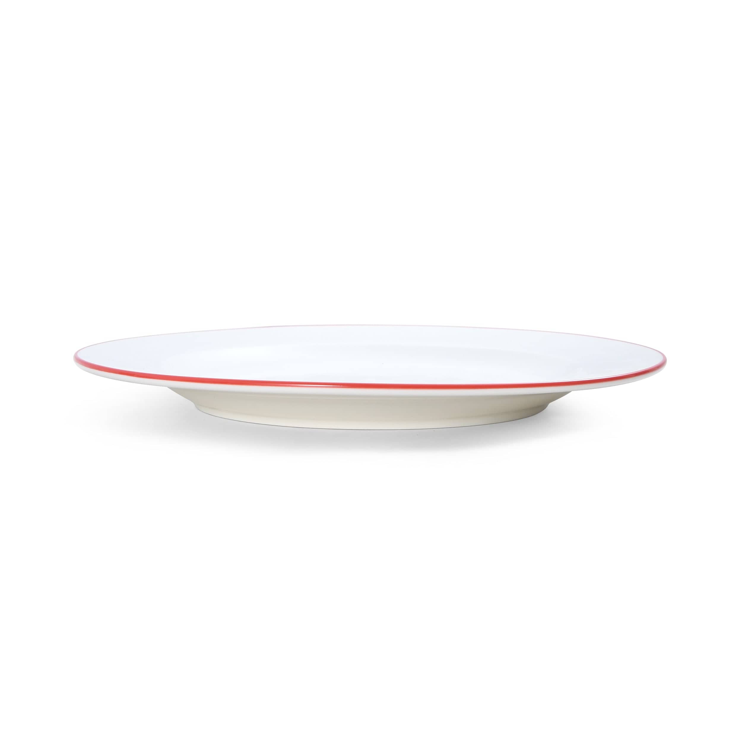 Bistro Pinstripe Porcelain Plate 11" Red Pinstripe #color_red pinstripe