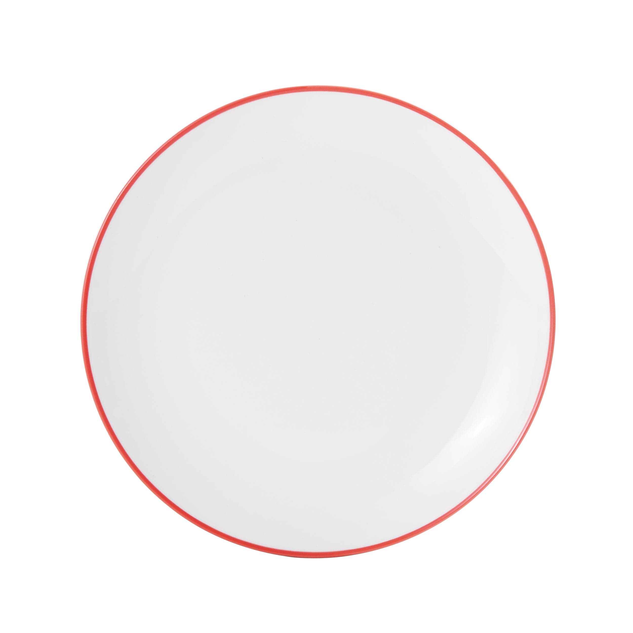 Bistro Pinstripe Porcelain Coupe Plate 8" Red Pinstripe #color_red pinstripe