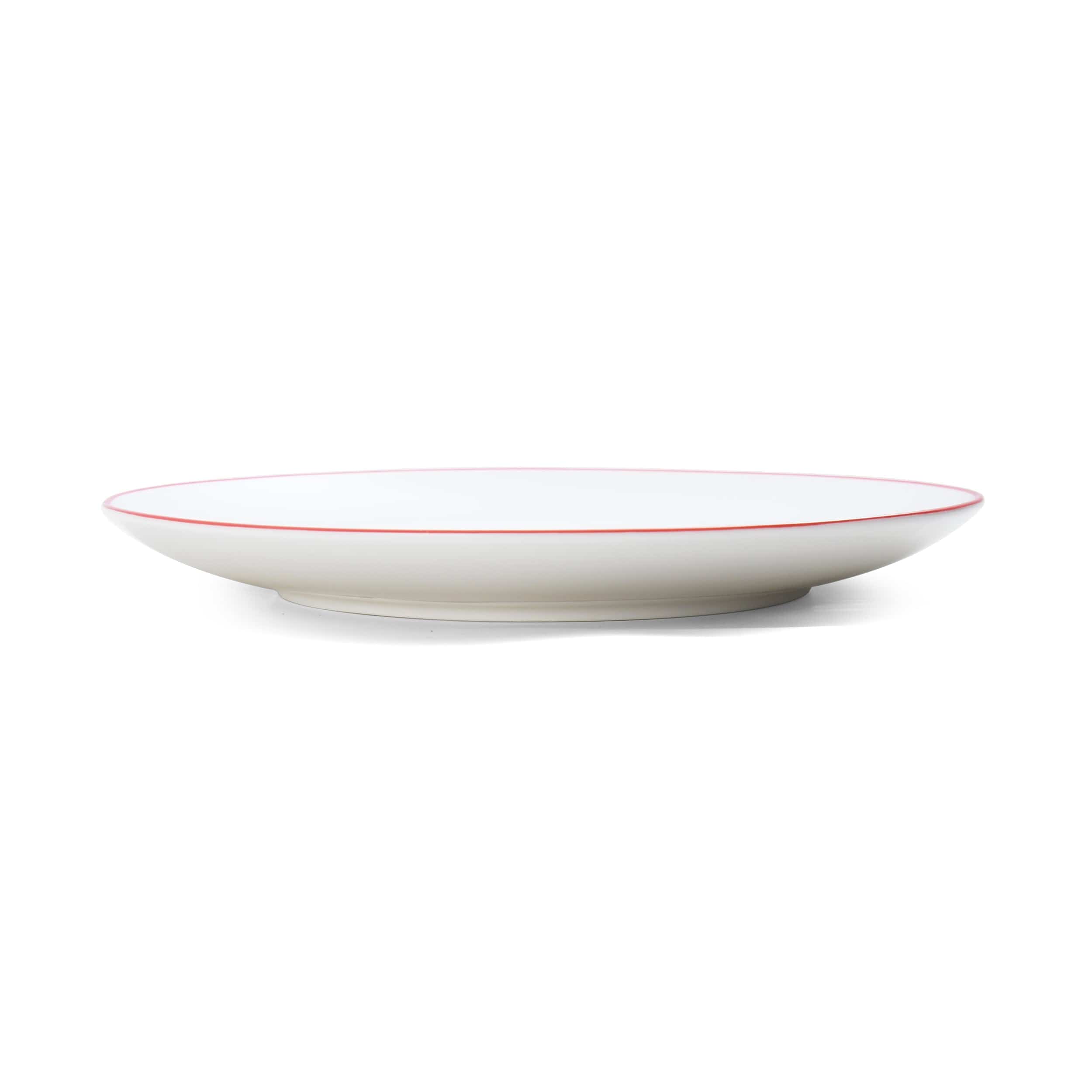 Bistro Pinstripe Porcelain Coupe Plate 9" Red Pinstripe #color_redpinstripe