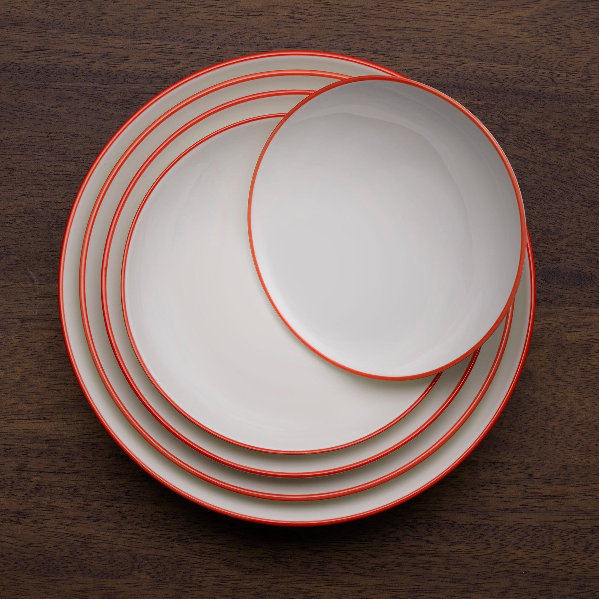 Bistro Pinstripe Porcelain Coupe Plate 10" Red Pinstripe #color_red pinstripe