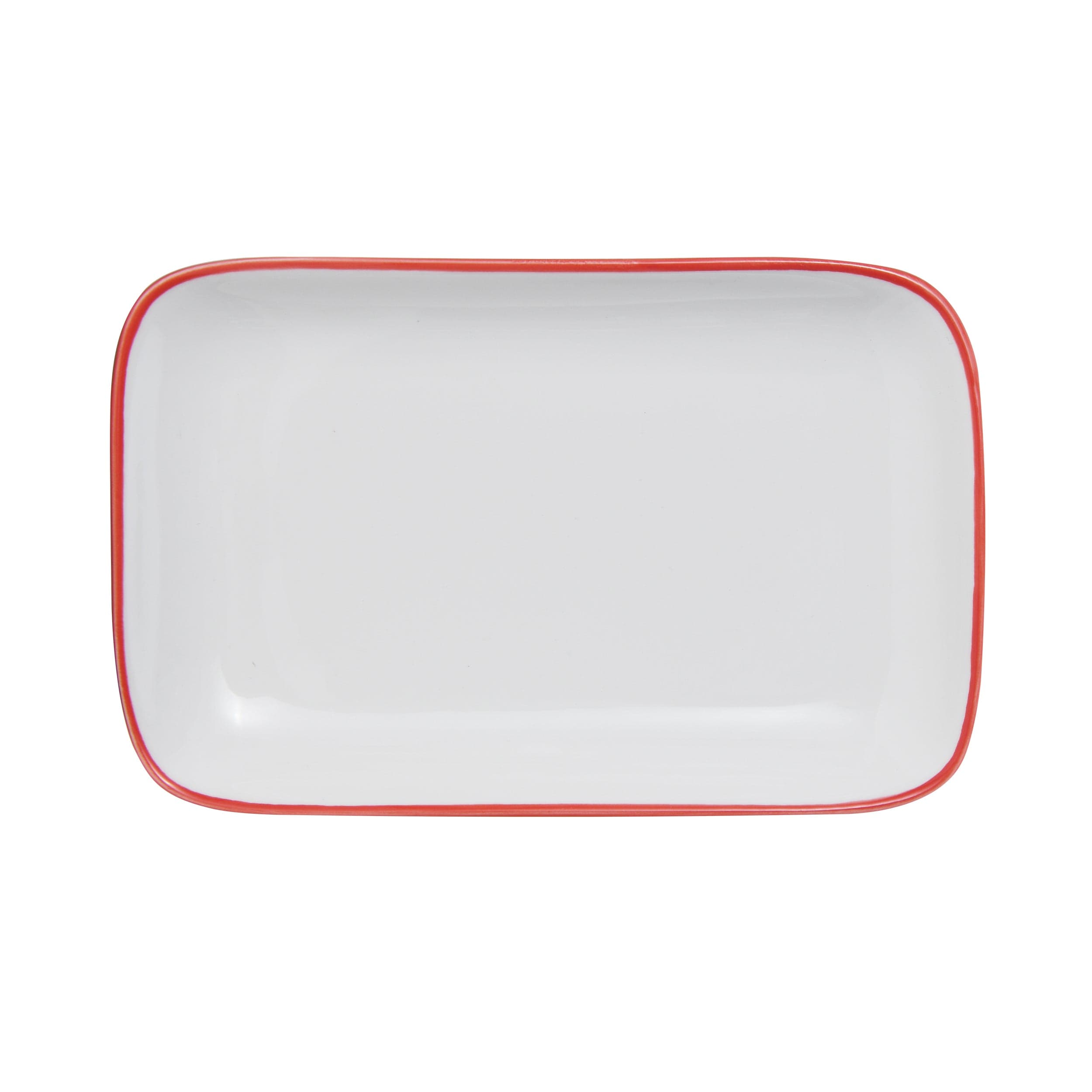 Bistro Pinstripe Porcelain Rectangular Platter 7x4" Red Pinstripe #color_red pinstripe
