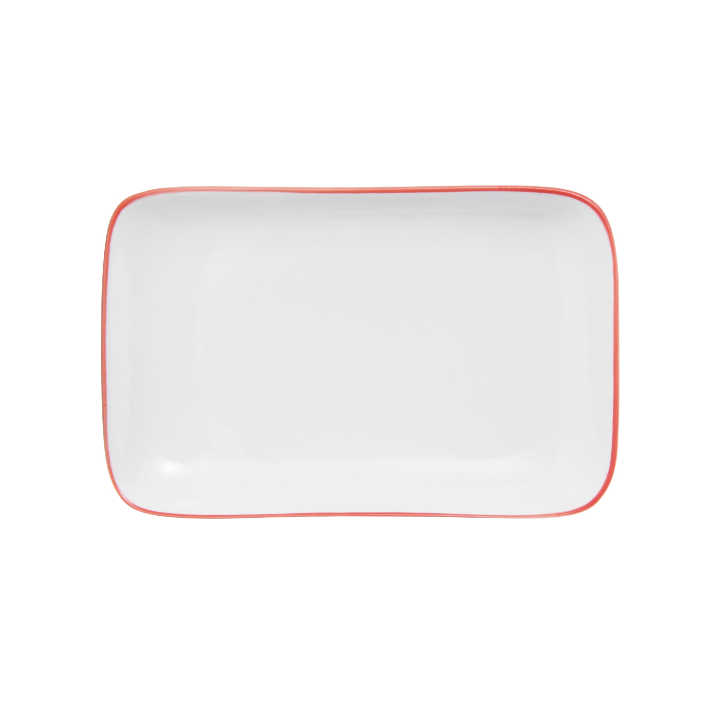 Bistro Pinstripe Porcelain Rectangular Platter 8x5" Red Pinstripe #color_red pinstripe