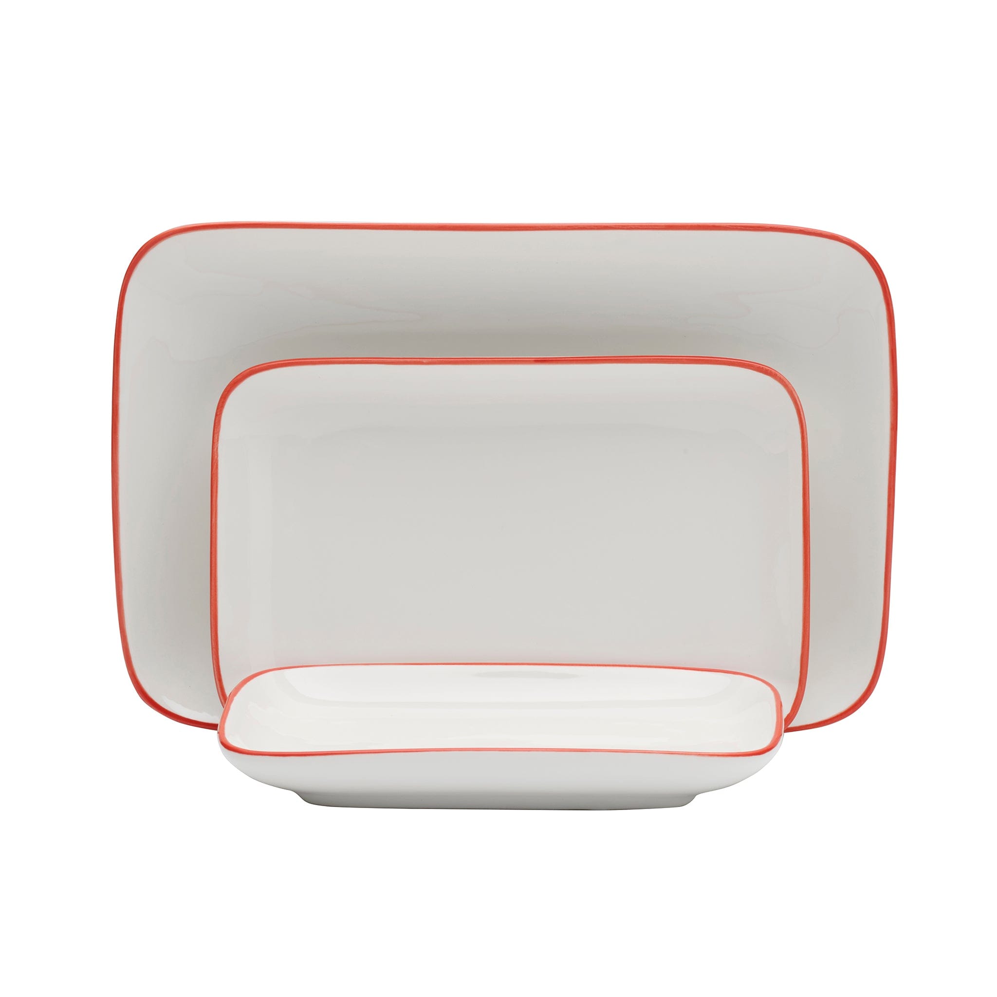 Bistro Pinstripe Porcelain Rectangular Platter 10x7" Red Pinstripe #color_red pinstripe