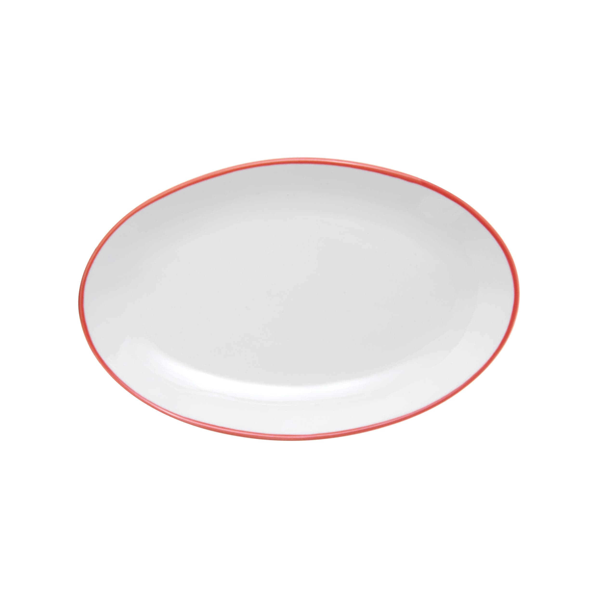 Bistro Pinstripe Porcelain Oval Platter 9x6" Red Pinstripe #color_red pinstripe