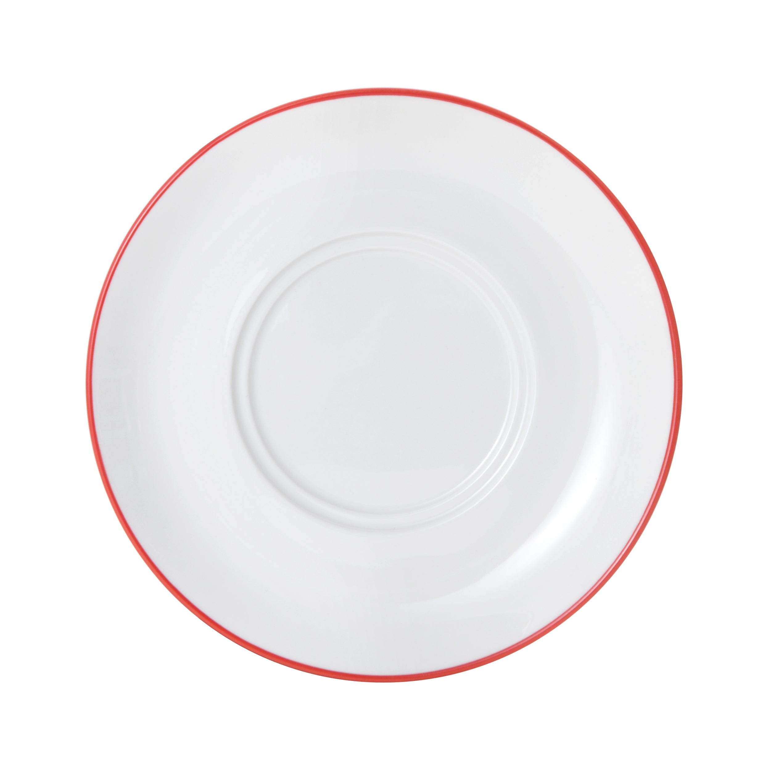 Bistro Pinstripe Porcelain Saucer 6.75" Red Pinstripe #color_red pinstripe