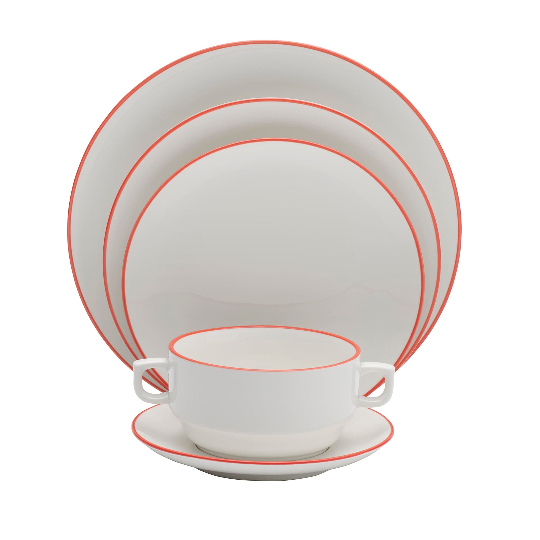 Bistro Pinstripe Porcelain Saucer 6.75" Red Pinstripe #color_red pinstripe