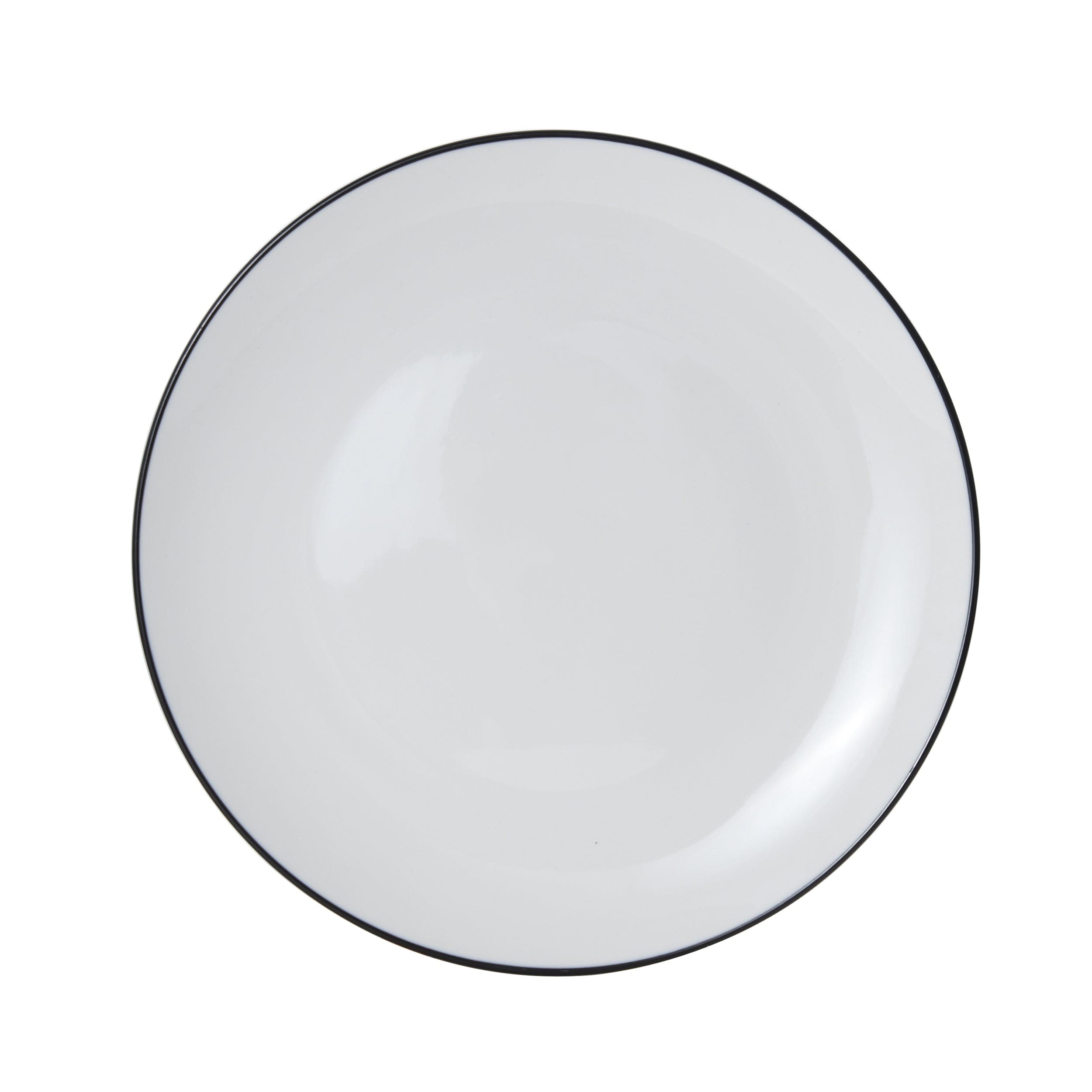 Bistro Pinstripe Porcelain Coupe Plate 10" Black Pinstripe #color_black pinstripe