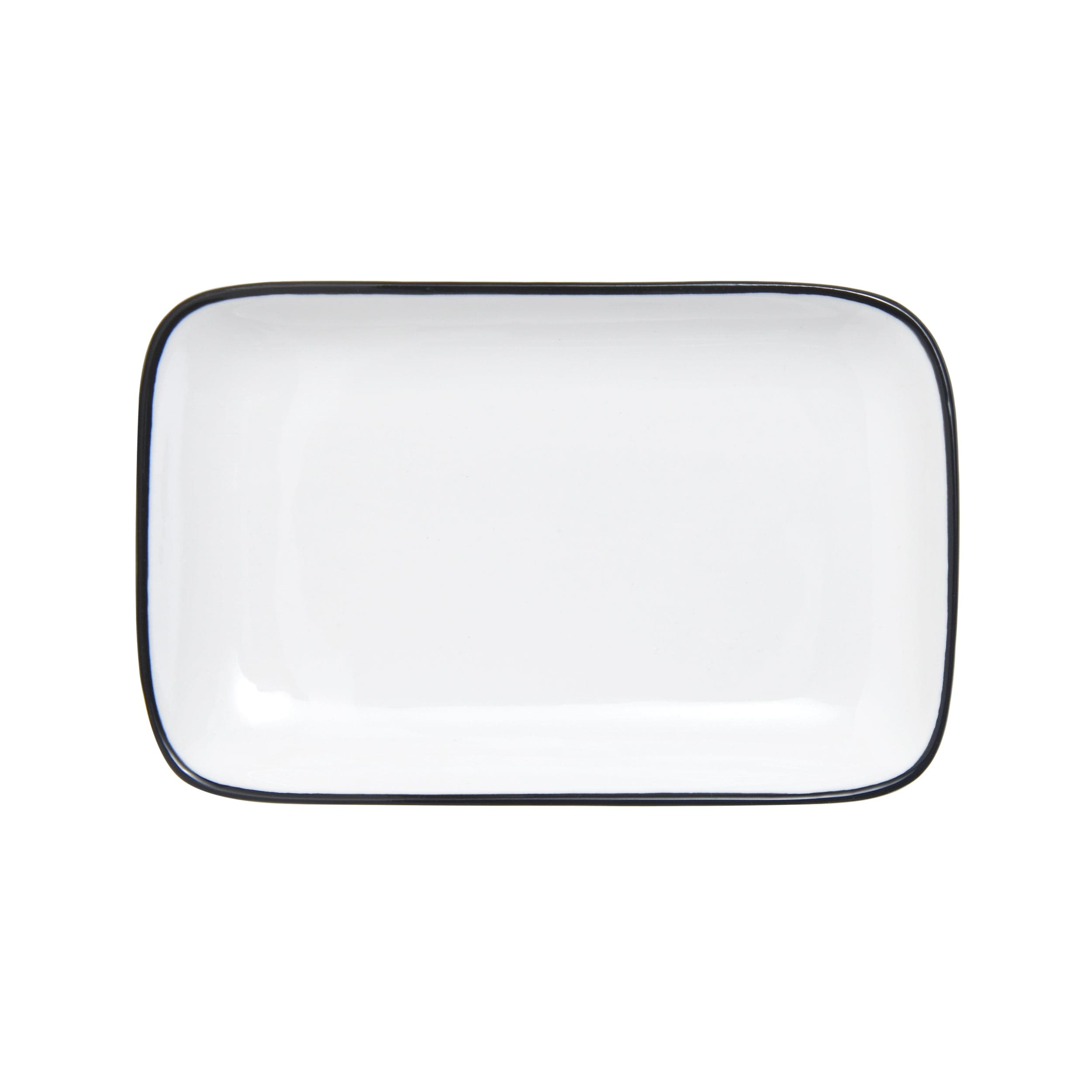 Bistro Pinstripe Porcelain Rectangular Platter 7x4" Black Pinstripe #color_black pinstripe