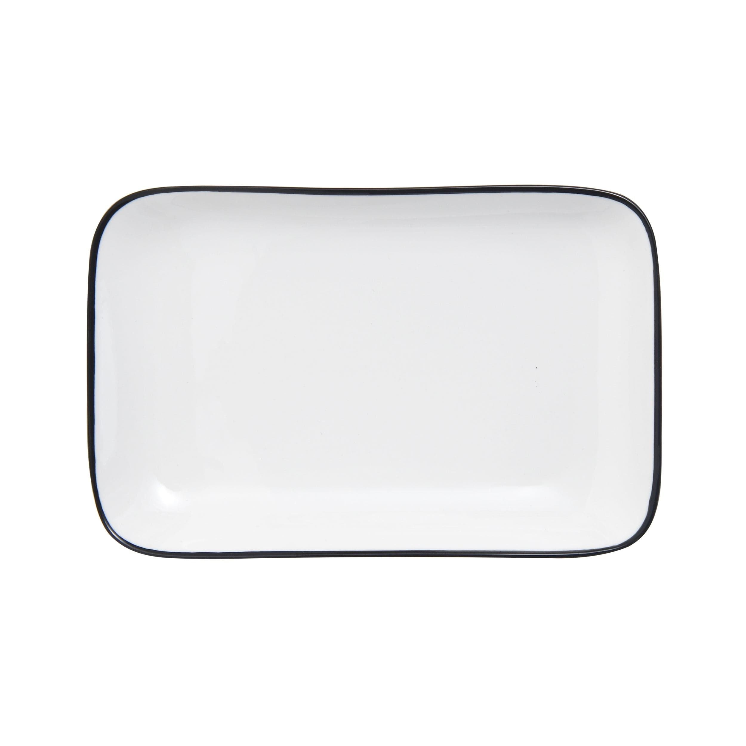 Bistro Pinstripe Porcelain Rectangular Platter 8x5" Black Pinstripe #color_black pinstripe