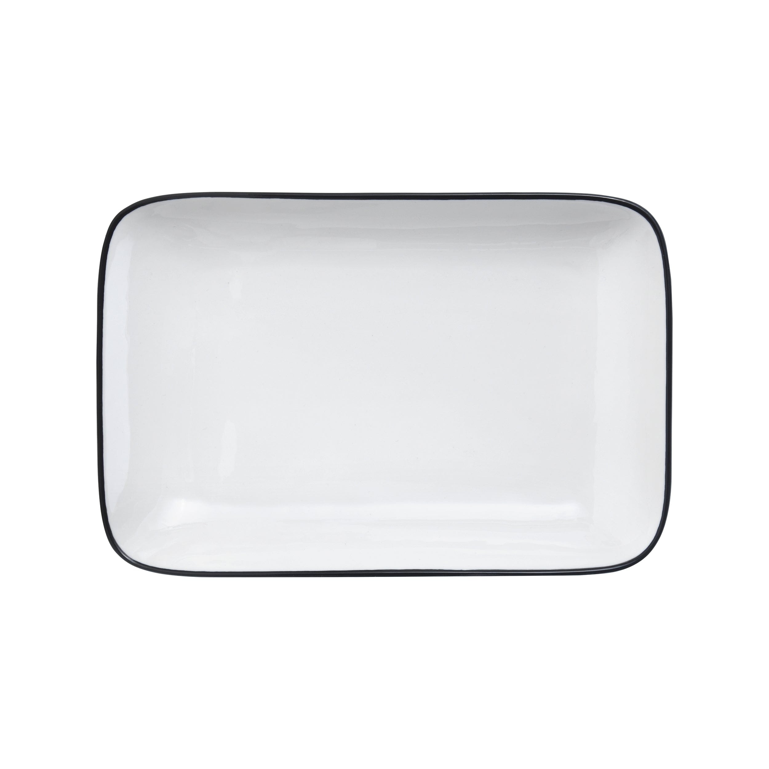 Bistro Pinstripe Porcelain Rectangular Platter 10x7" Black Pinstripe #color_black pinstripe