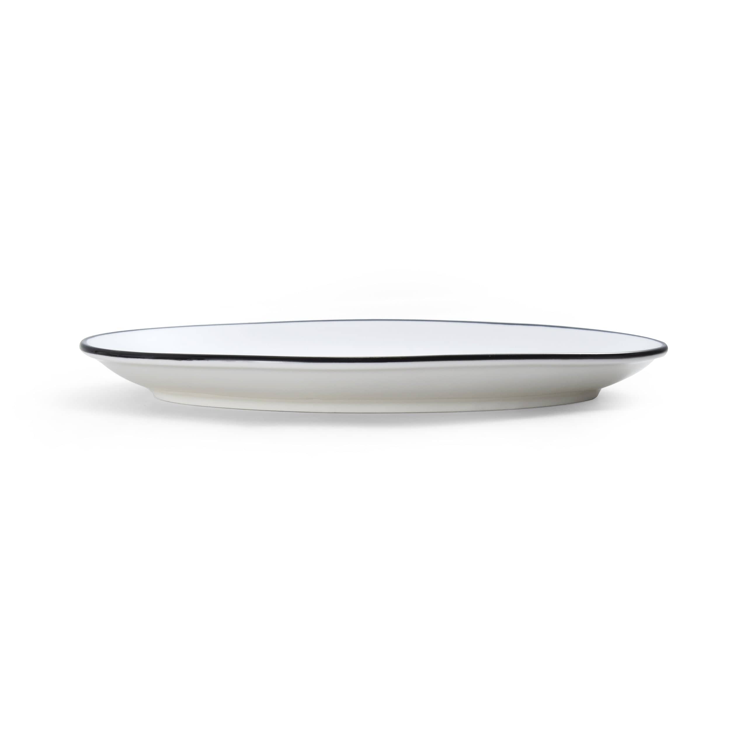 Bistro Pinstripe Porcelain Oval Platter 9x6" Black Pinstripe #color_black pinstripe