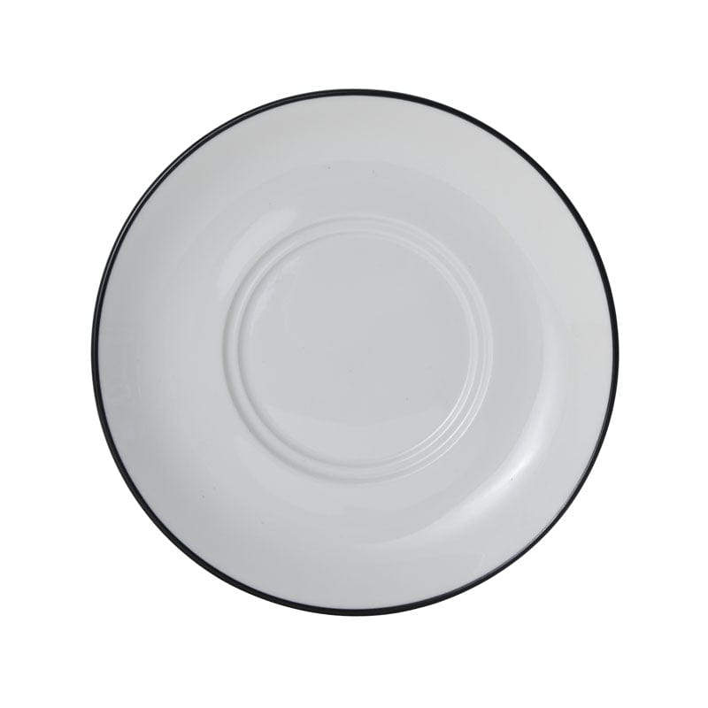 Bistro Pinstripe Porcelain Saucer 6.75" Black Pinstripe #color_black pinstripe