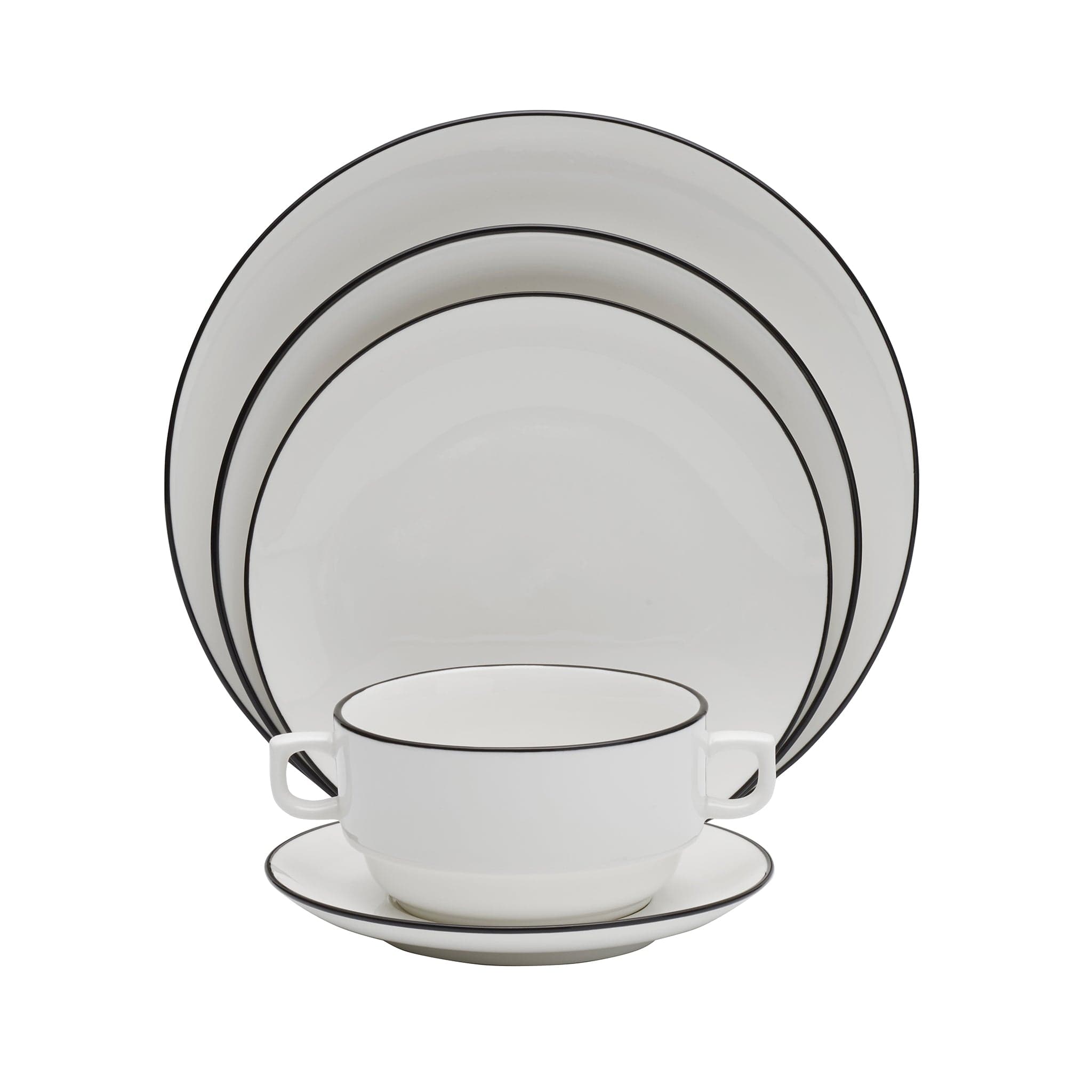 Bistro Pinstripe Porcelain Saucer 6.75" Black Pinstripe #color_black pinstripe