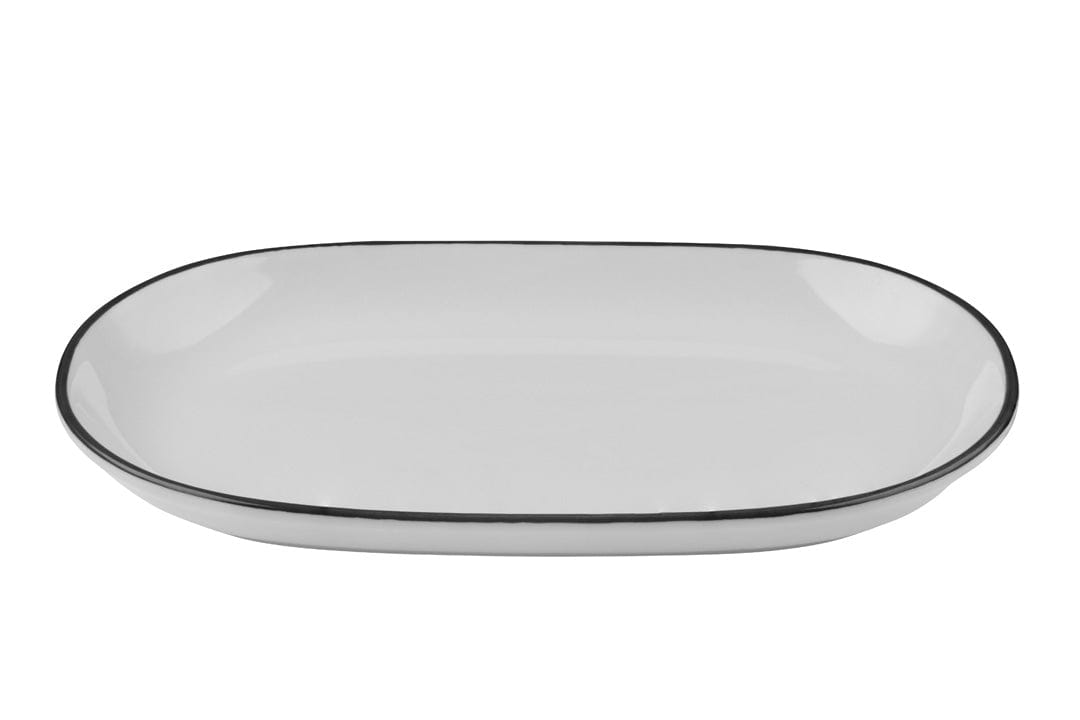 Modest Black Fine China Coupe Oval Platter 11" x 7"