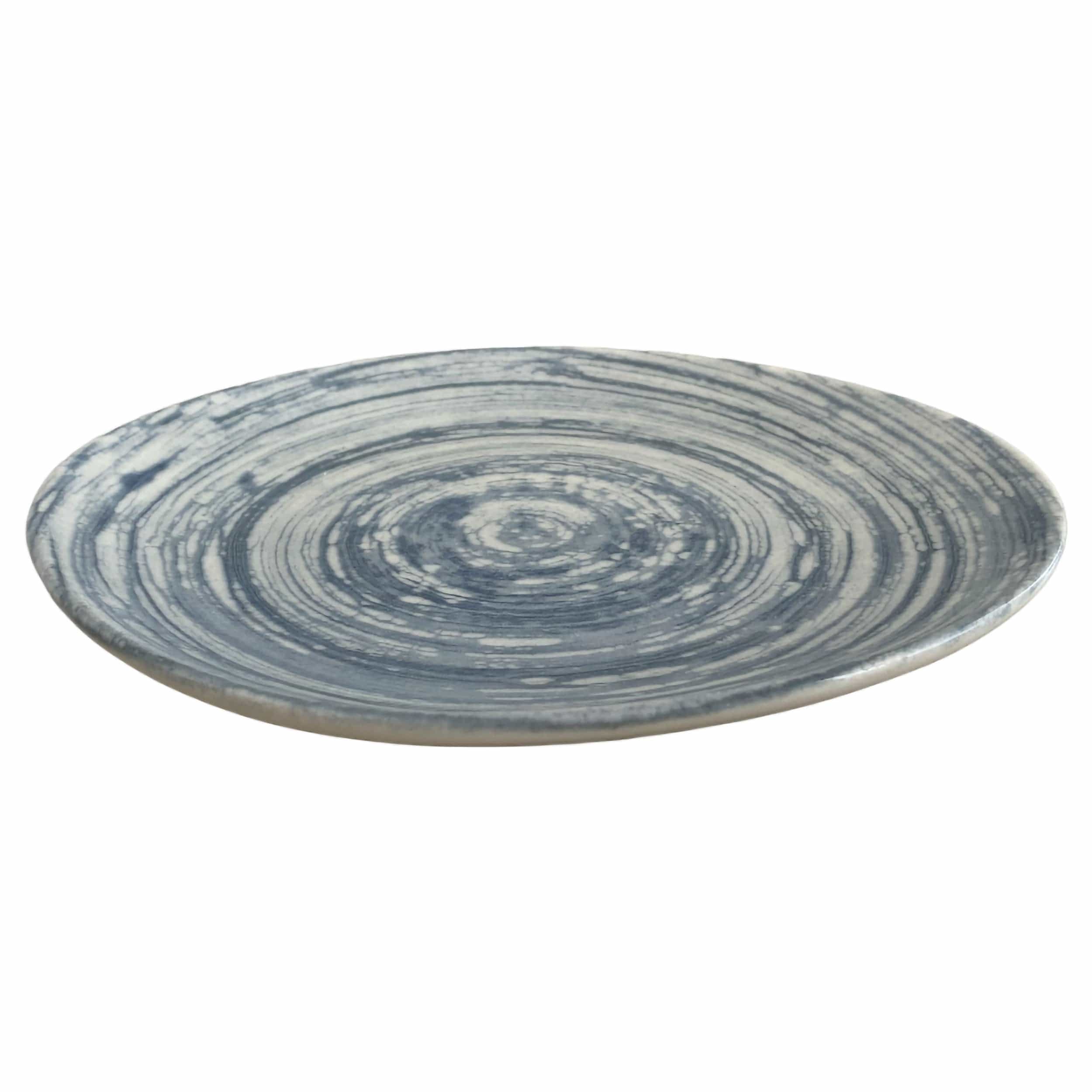 Swirl Blue Premium Stoneware Plate Coupe 10.6" x 9.6"