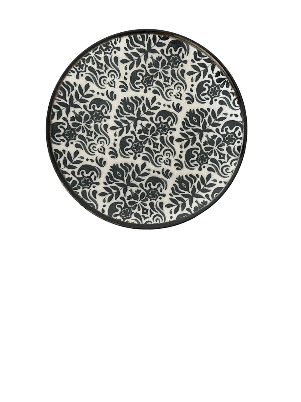 Toledo Black Green Premium Stoneware Plate Coupe 7.9"