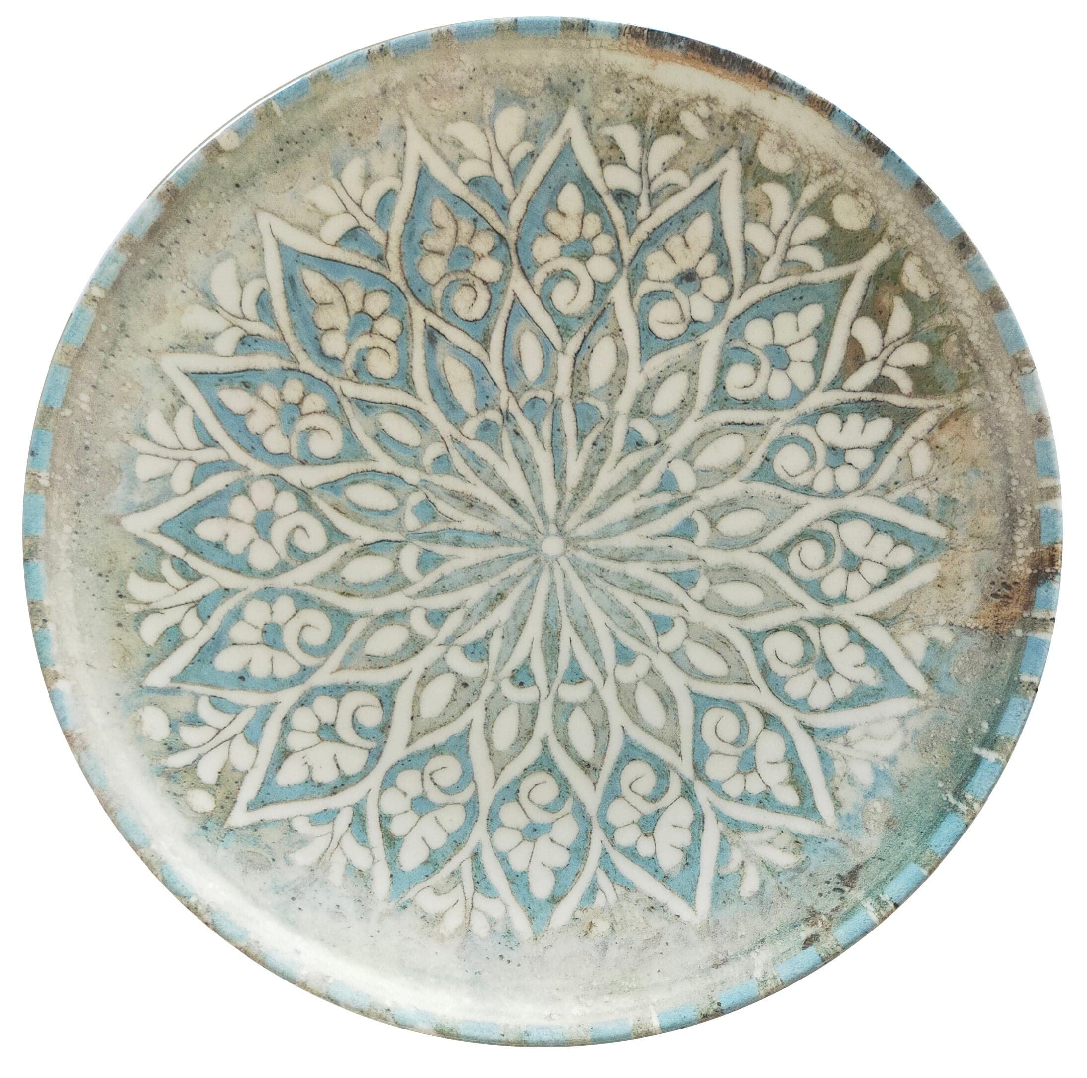 Granada Turquoise Premium Stoneware Plate Coupe 10.3"