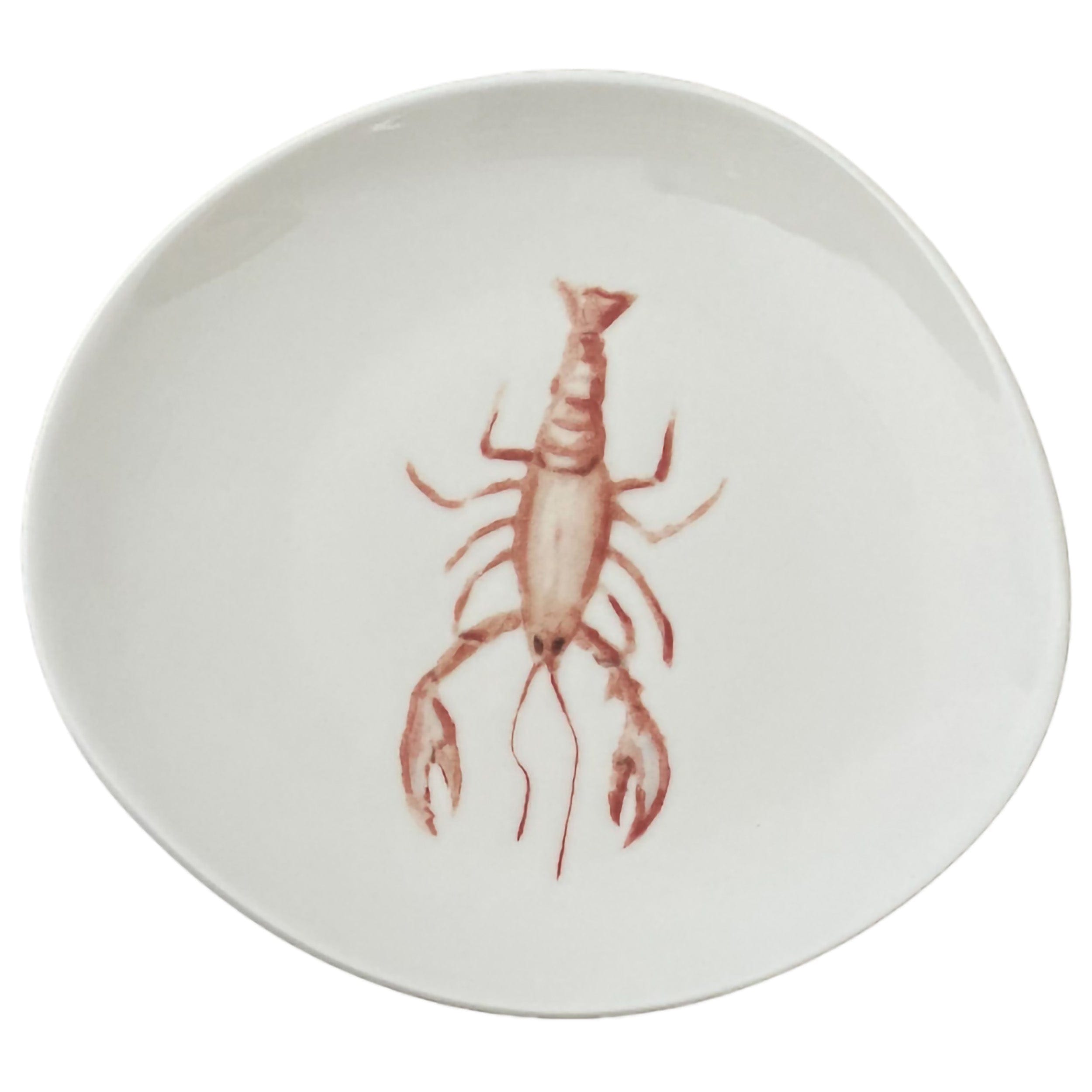 Lobster Blue Premium Stoneware Plate Coupe 8.3" x 7.5"