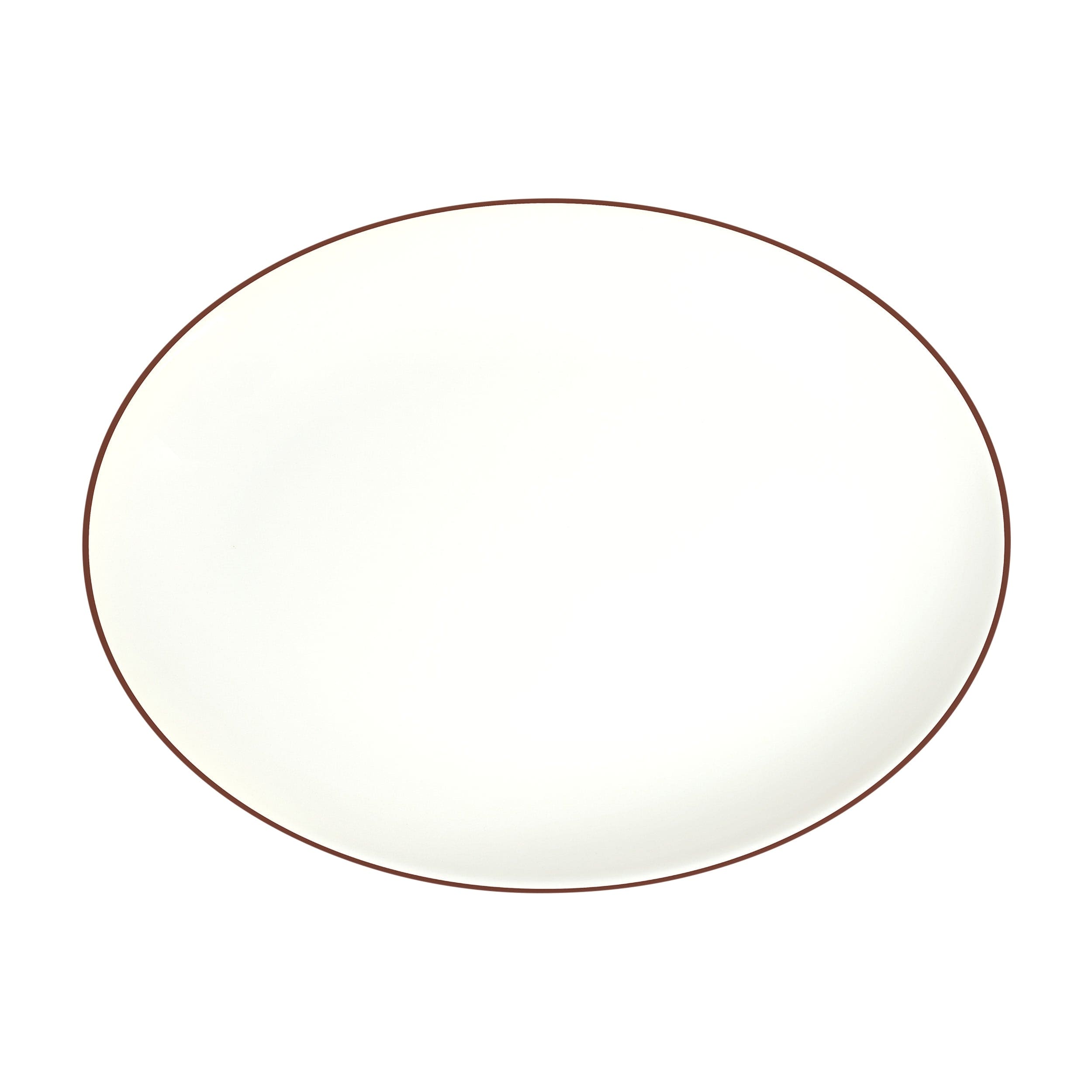 Modest Brown White Fine China Oval Platter 13" x 9.6"