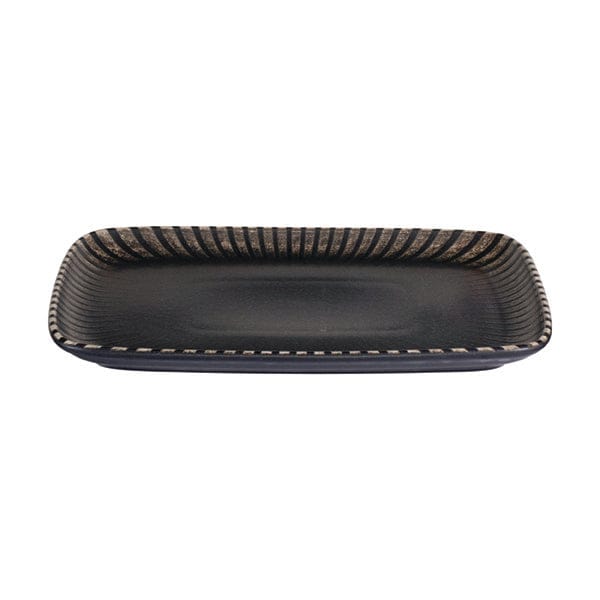 Reckless Black Fine China Rectangular Platter 10.9" x 8"