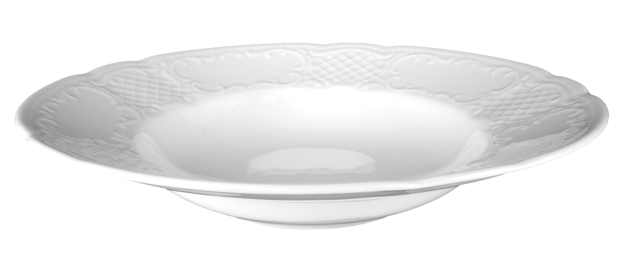Salzburg White Porcelain Deep Plate 11.9"