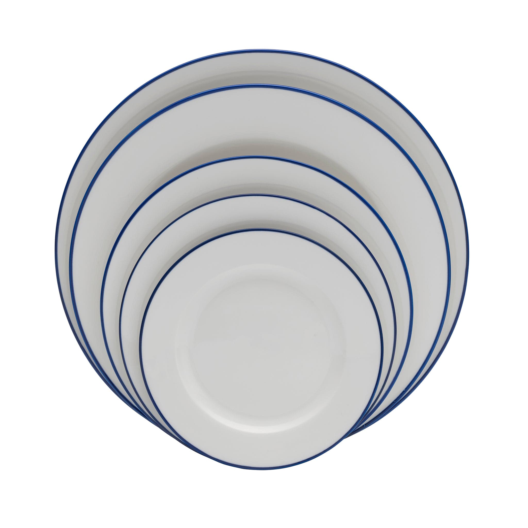 Bistro Pinstripe Porcelain Wide Rim Plate 7" Blue Pinstripe