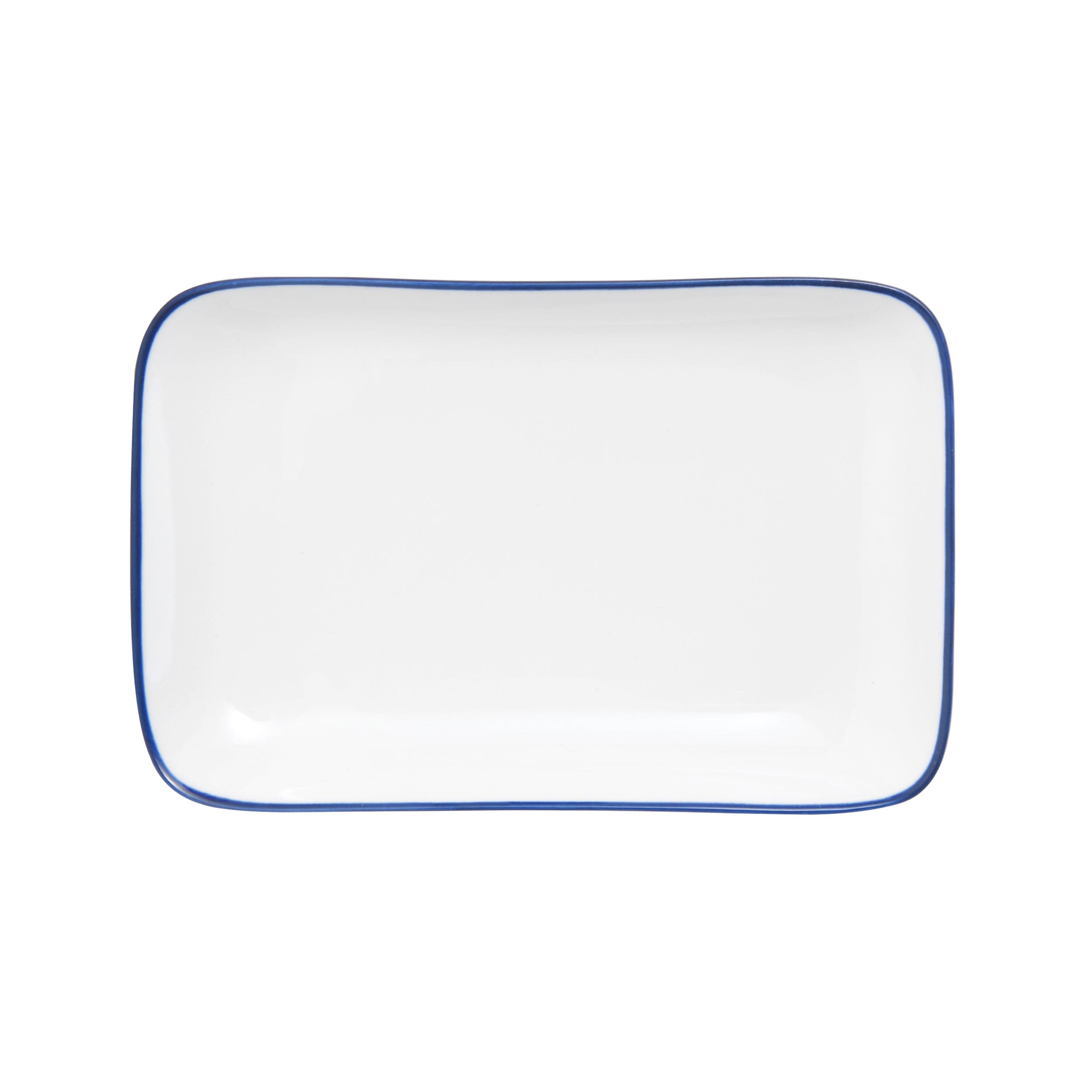 Bistro Pinstripe Porcelain Rectangular Platter 8x5" Blue Pinstripe #color_blue pinstripe