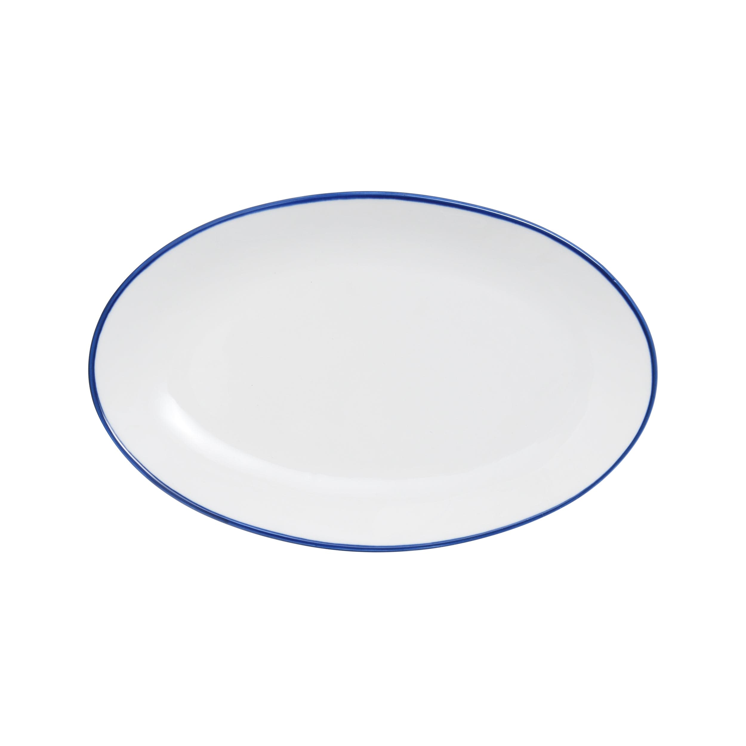 Bistro Pinstripe Porcelain Oval Platter 9x6" Blue Pinstripe #color_blue pinstripe