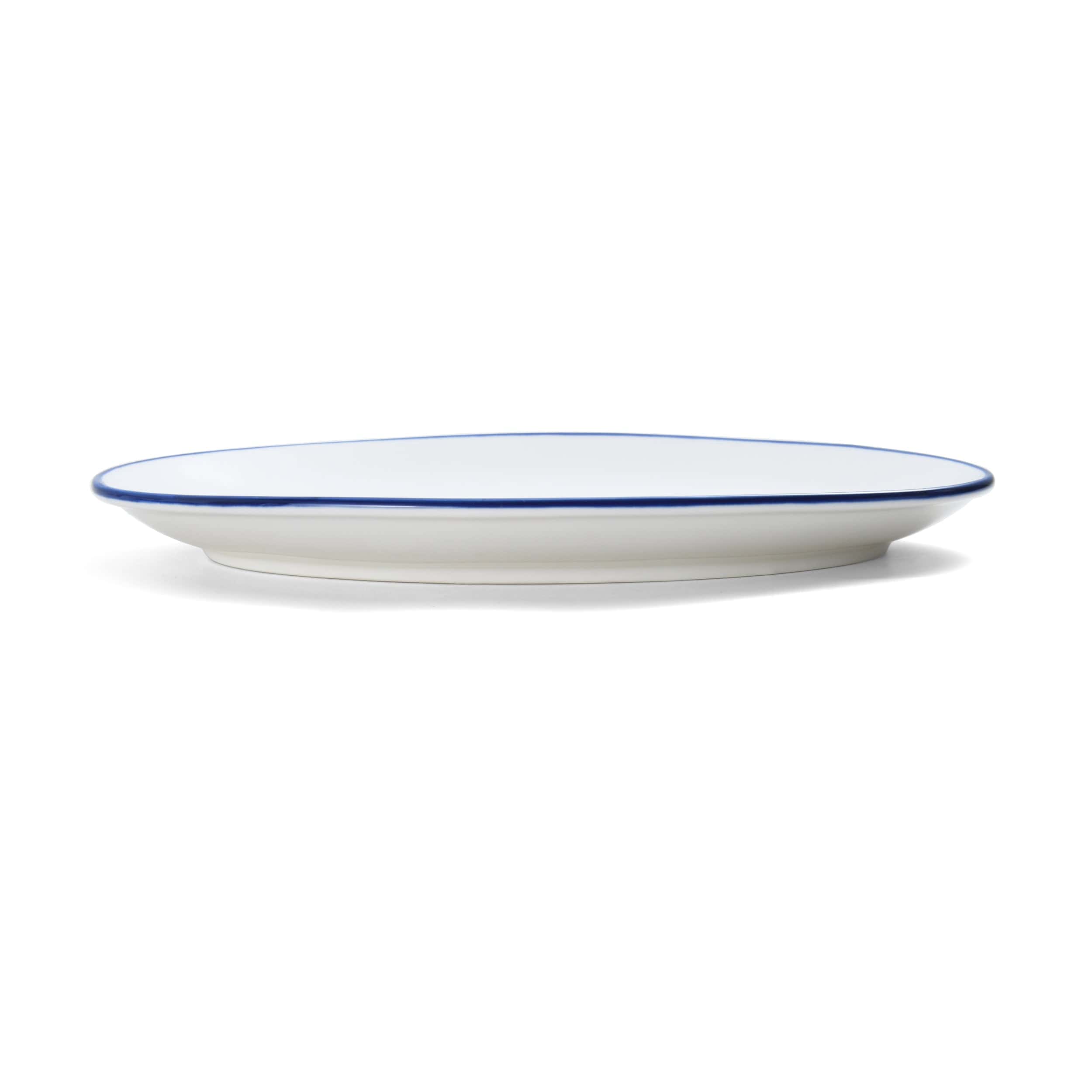 Bistro Pinstripe Porcelain Oval Platter 9x6" Blue Pinstripe #color_blue pinstripe