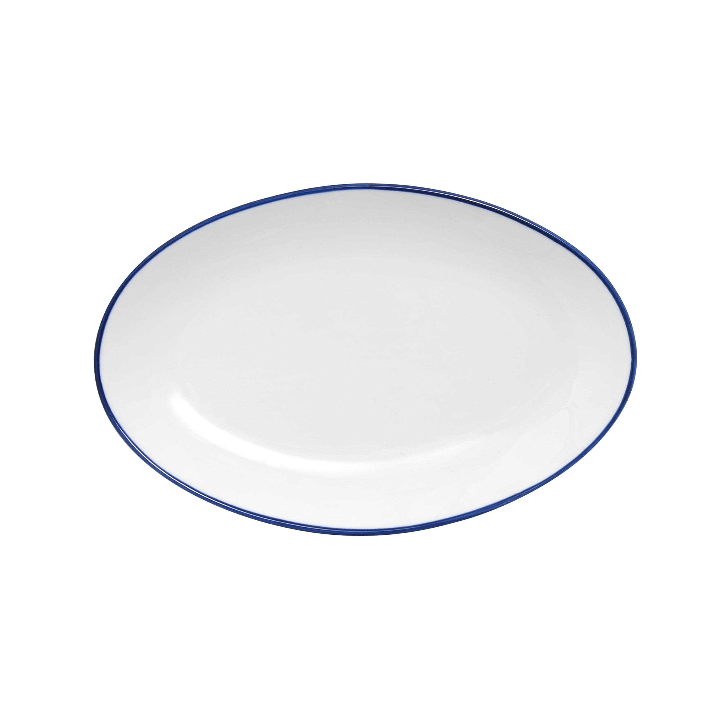 Bistro Pinstripe Porcelain Oval Platter 11x7" Blue Pinstripe #color_blue pinstripe