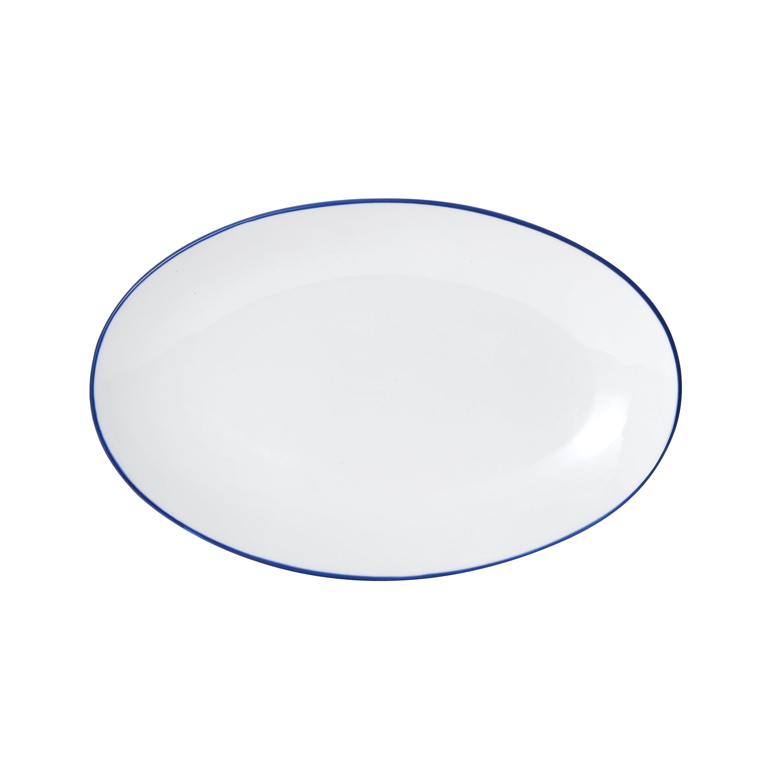 Bistro Pinstripe Porcelain Oval Platter 13x8" Blue Pinstripe #color_blue pinstripe