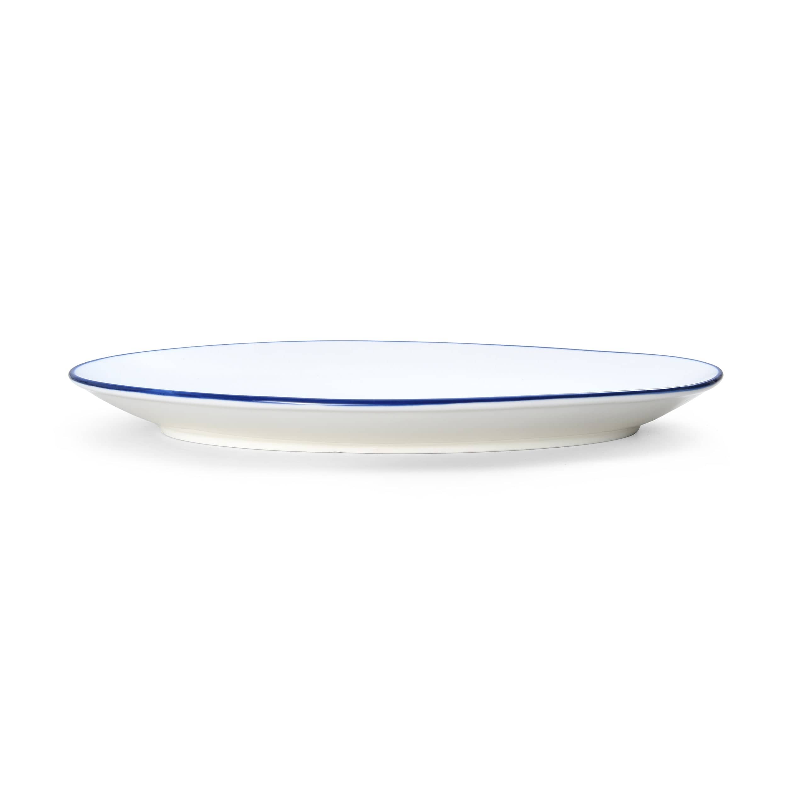 Bistro Pinstripe Porcelain Oval Platter 13x8" Blue Pinstripe #color_blue pinstripe