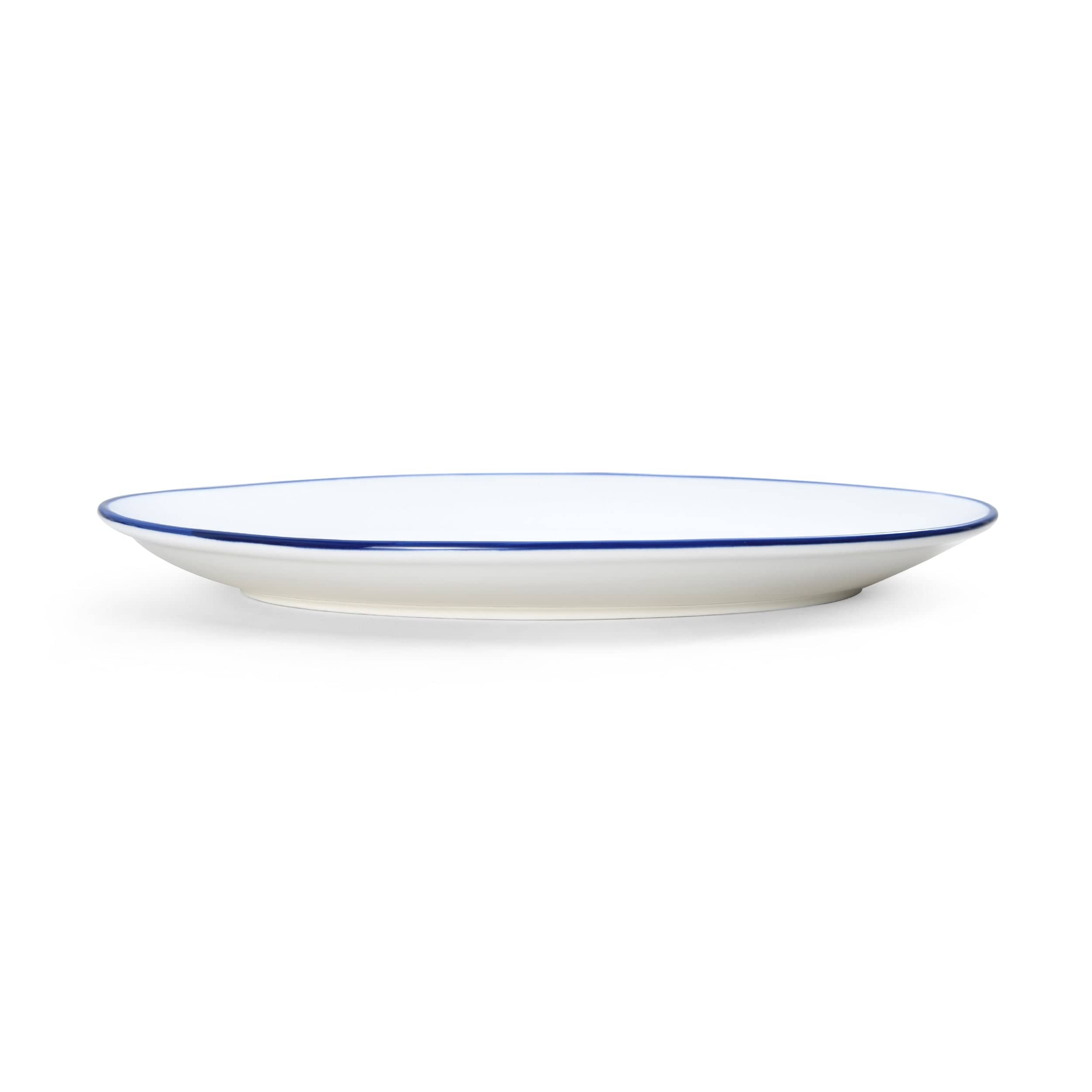 Bistro Pinstripe Porcelain Oval Platter 13.7x9.8" Blue Pinstripe