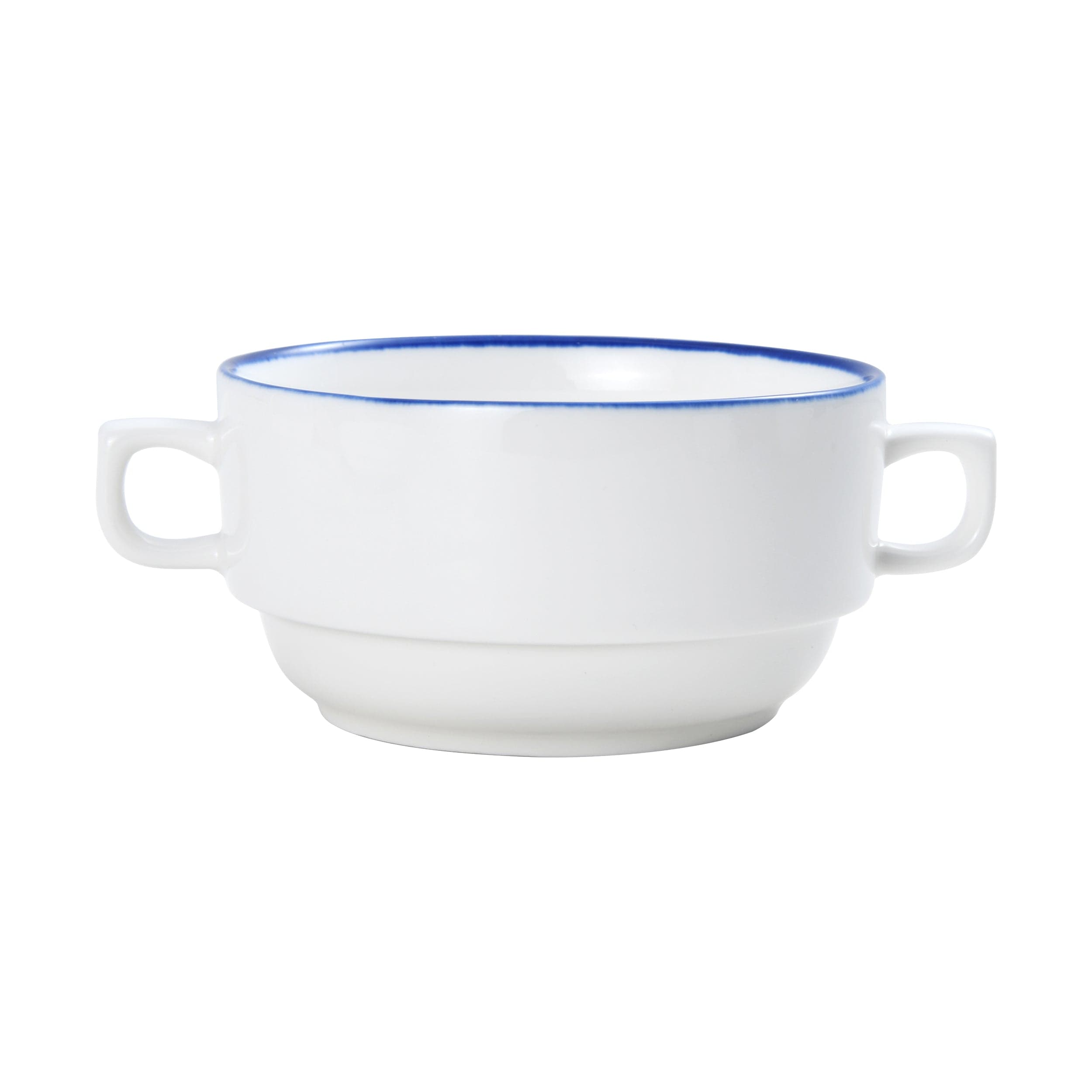 Bistro Pinstripe Porcelain Cream Soup Cup 6" / 13oz Blue Pinstripe  #color_blue pinstripe